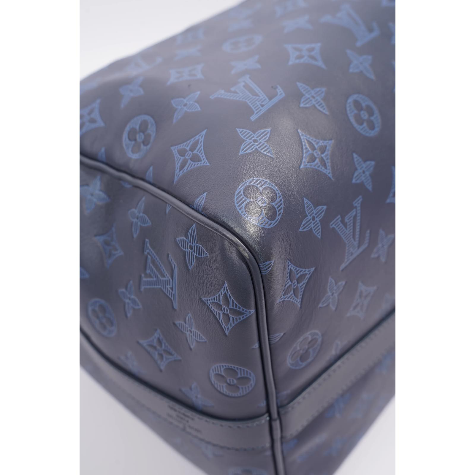 Keepall para hombre Louis Vuitton 50 Cuero azul sombra ref.1006490