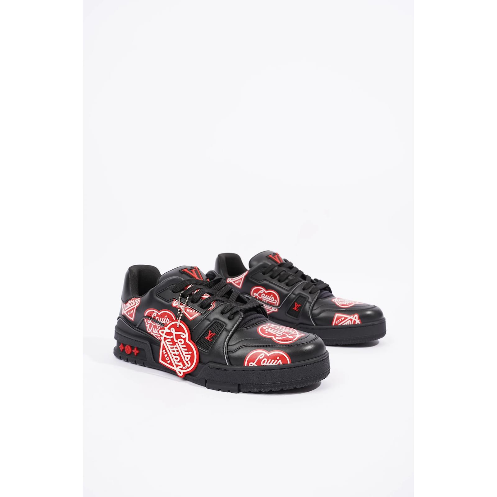 Louis Vuitton Mens Virgil Abloh x Nigo LV Made Heart Trainer Black / Red EU  40.5 / UK 6.5