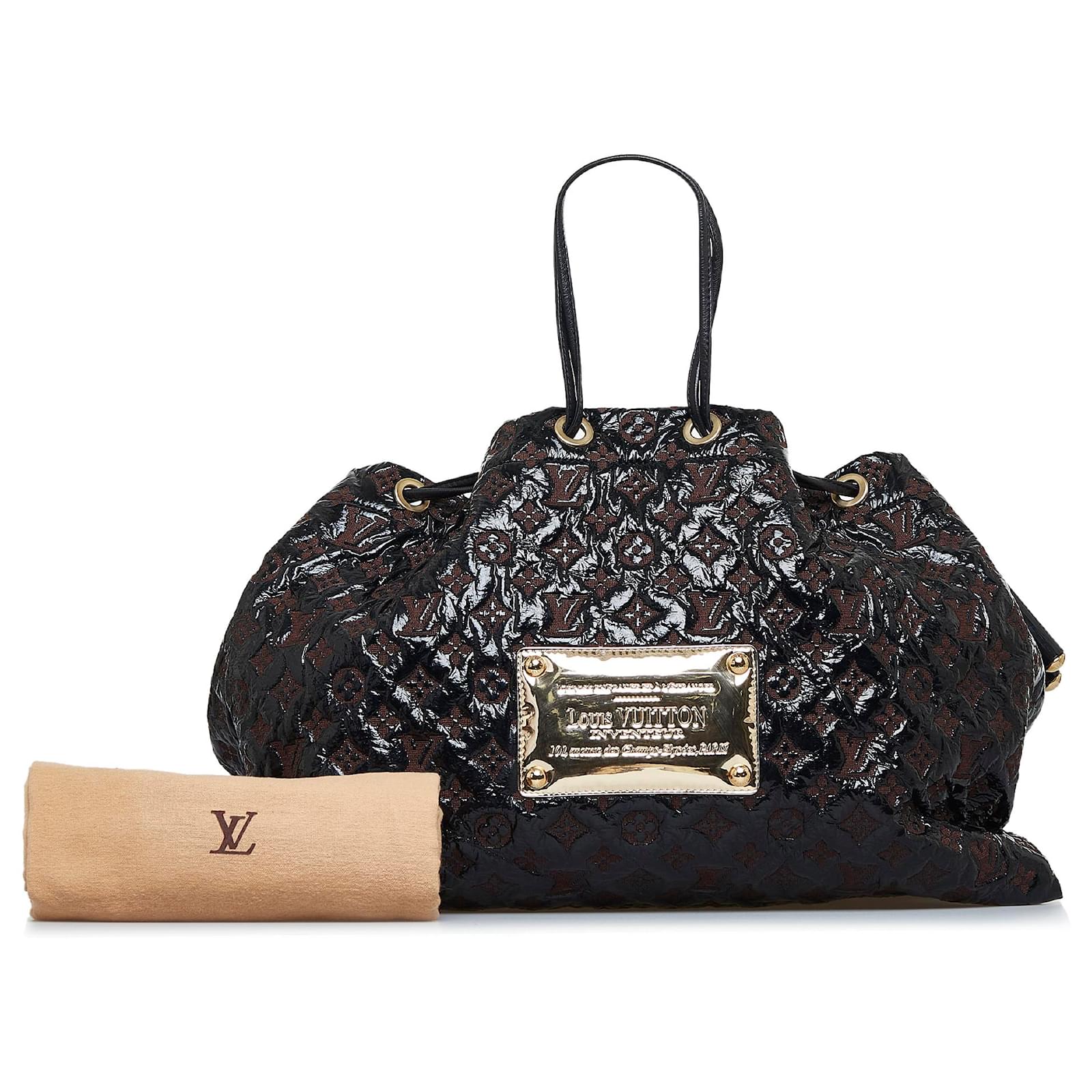 Louis Vuitton Brown Vinyl Monogram Squishy Inventeur Black Leather Plastic  ref.156127 - Joli Closet