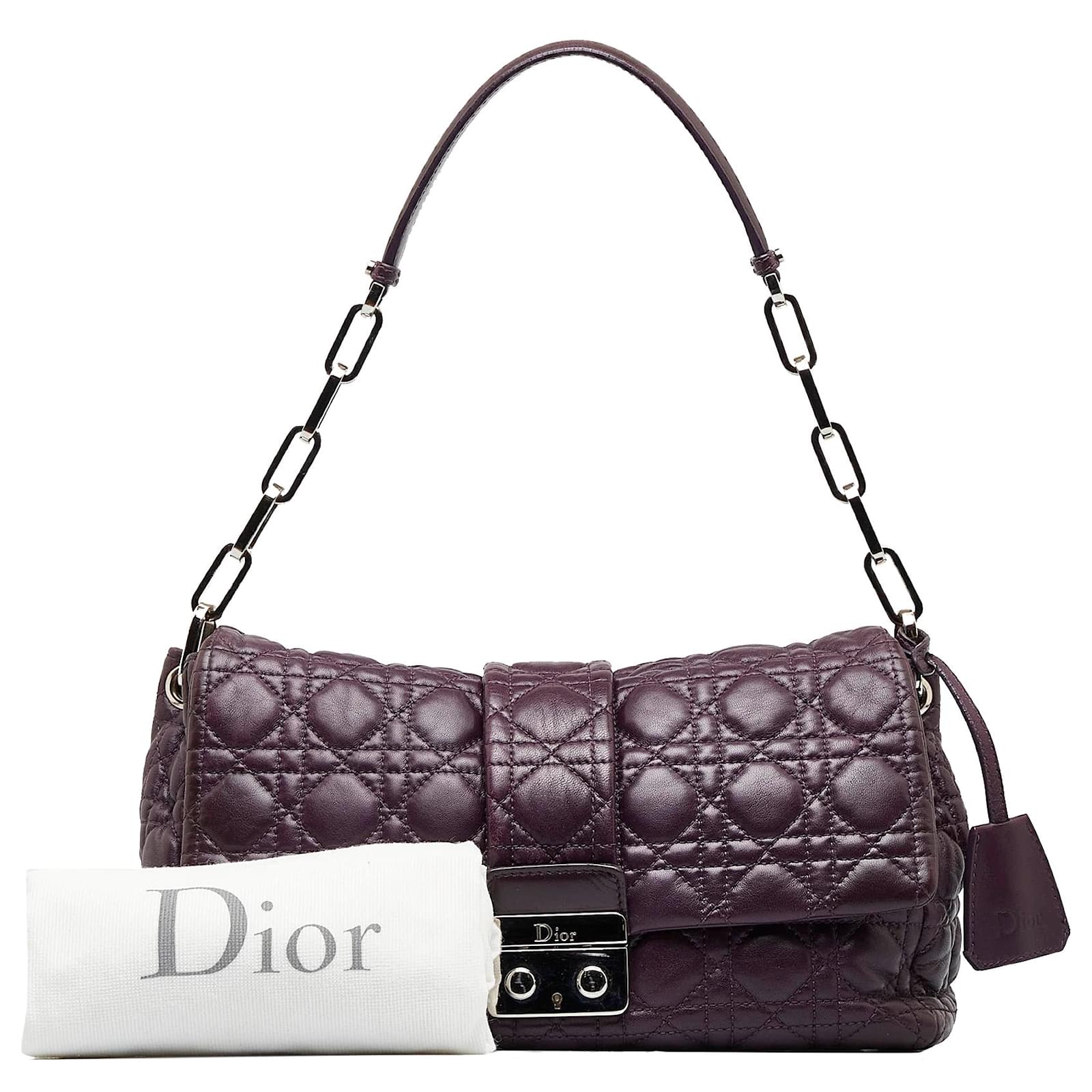 Dior Purple Cannage New Lock Shoulder Bag Leather ref