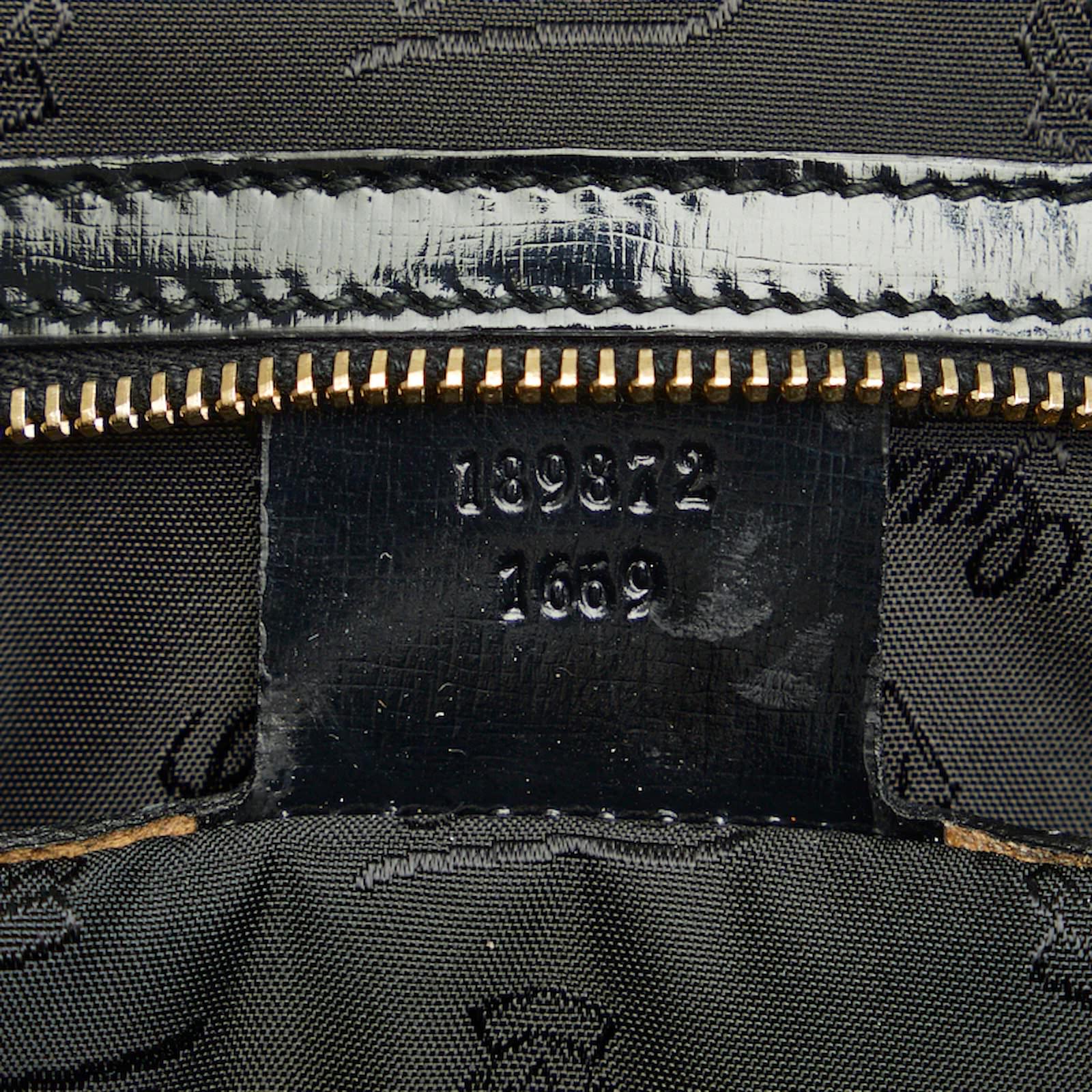 Gucci Patent Leather Bamboo Pop Handbag 189872 Black ref