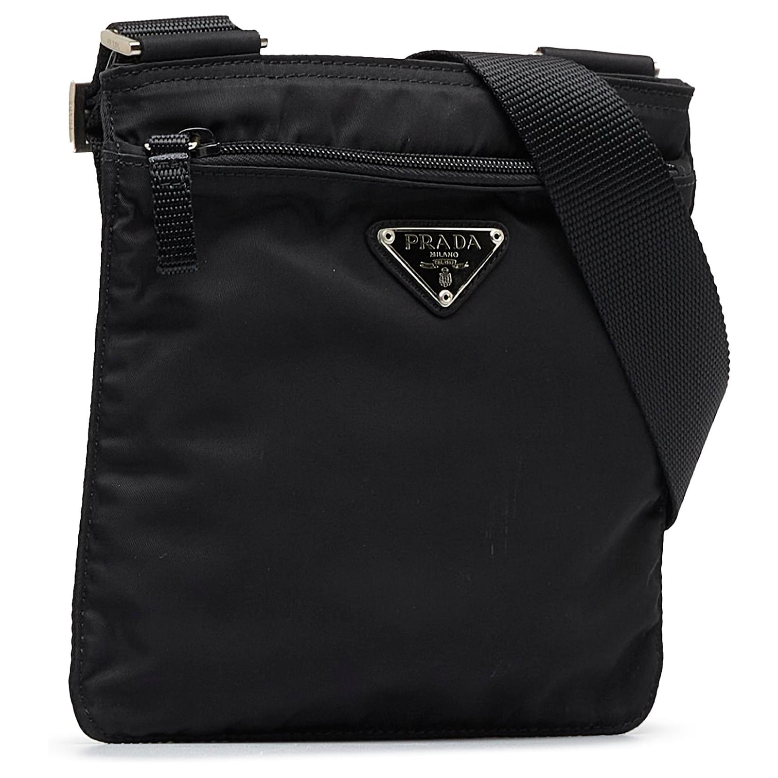 Prada Black Tessuto Nylon Flat Mini Crossbody Bag