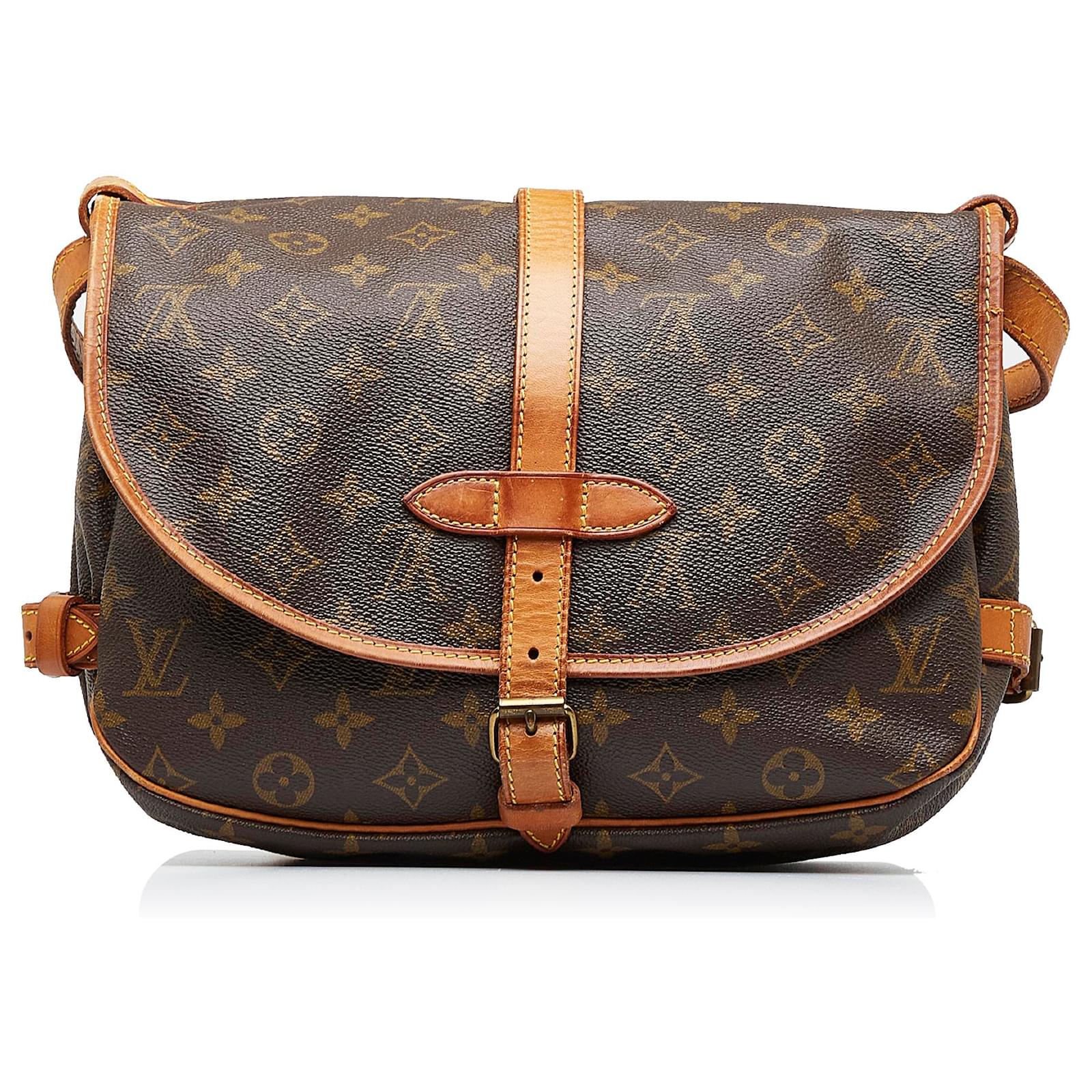 Handbags Louis Vuitton Louis Vuitton Monogram Saumur 30 Shoulder Bag M42256 LV Auth hs1380