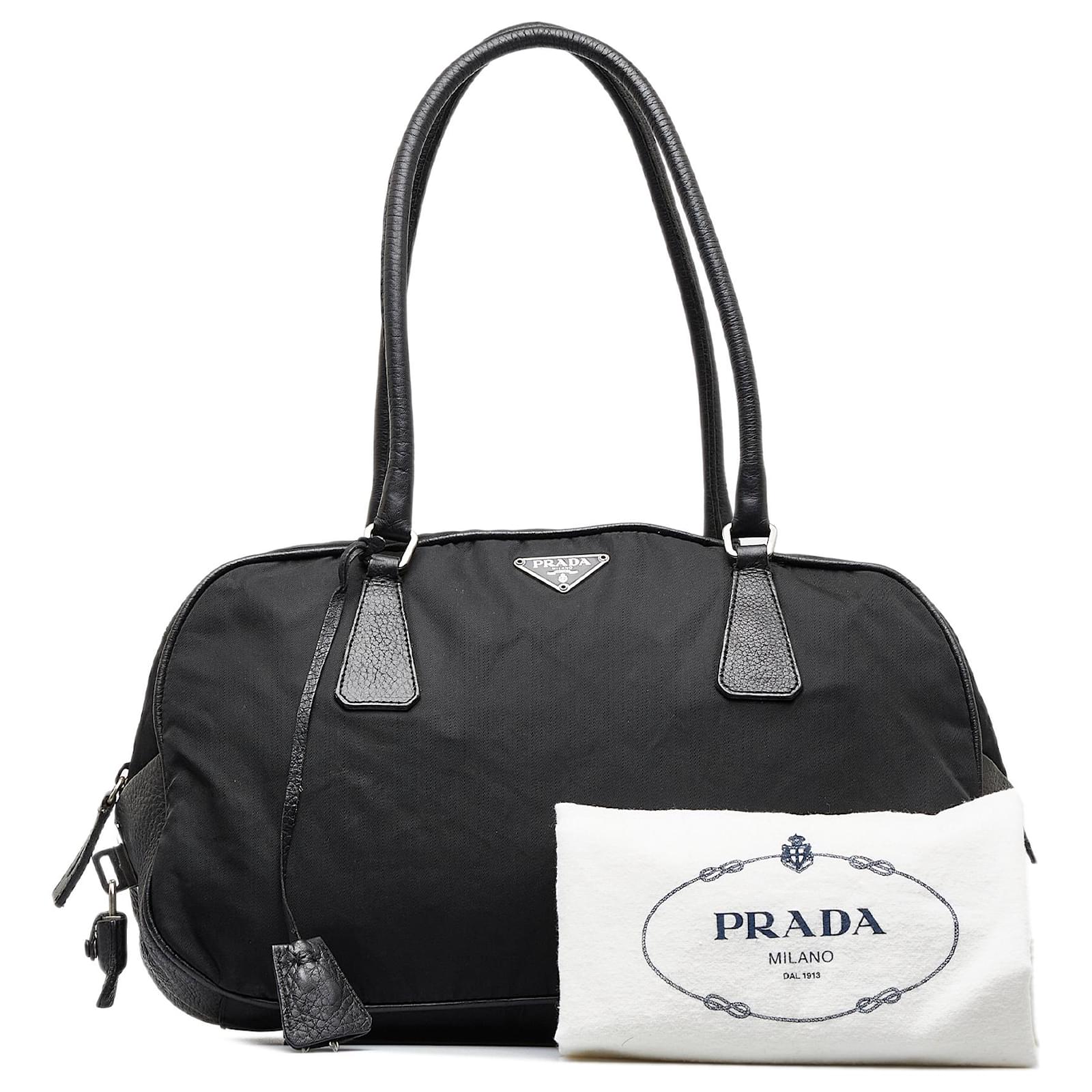 Prada Black Tessuto Shoulder Bag Metal Nylon Cloth ref.946482