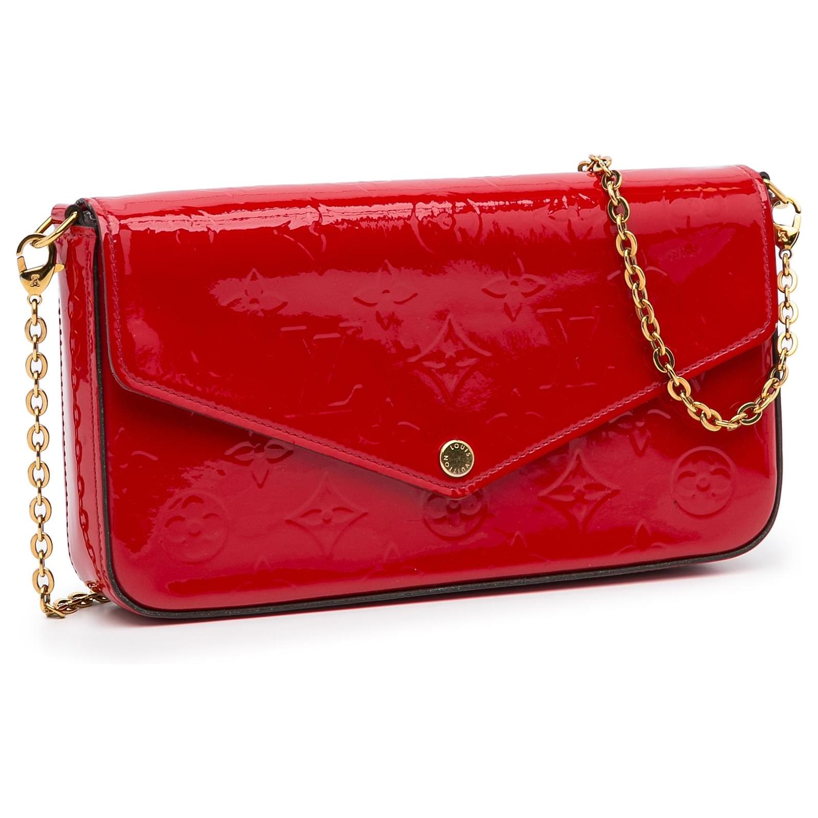 Louis Vuitton Red Monogram Vernis Pochette Felicie Leather Patent leather  ref.976292 - Joli Closet