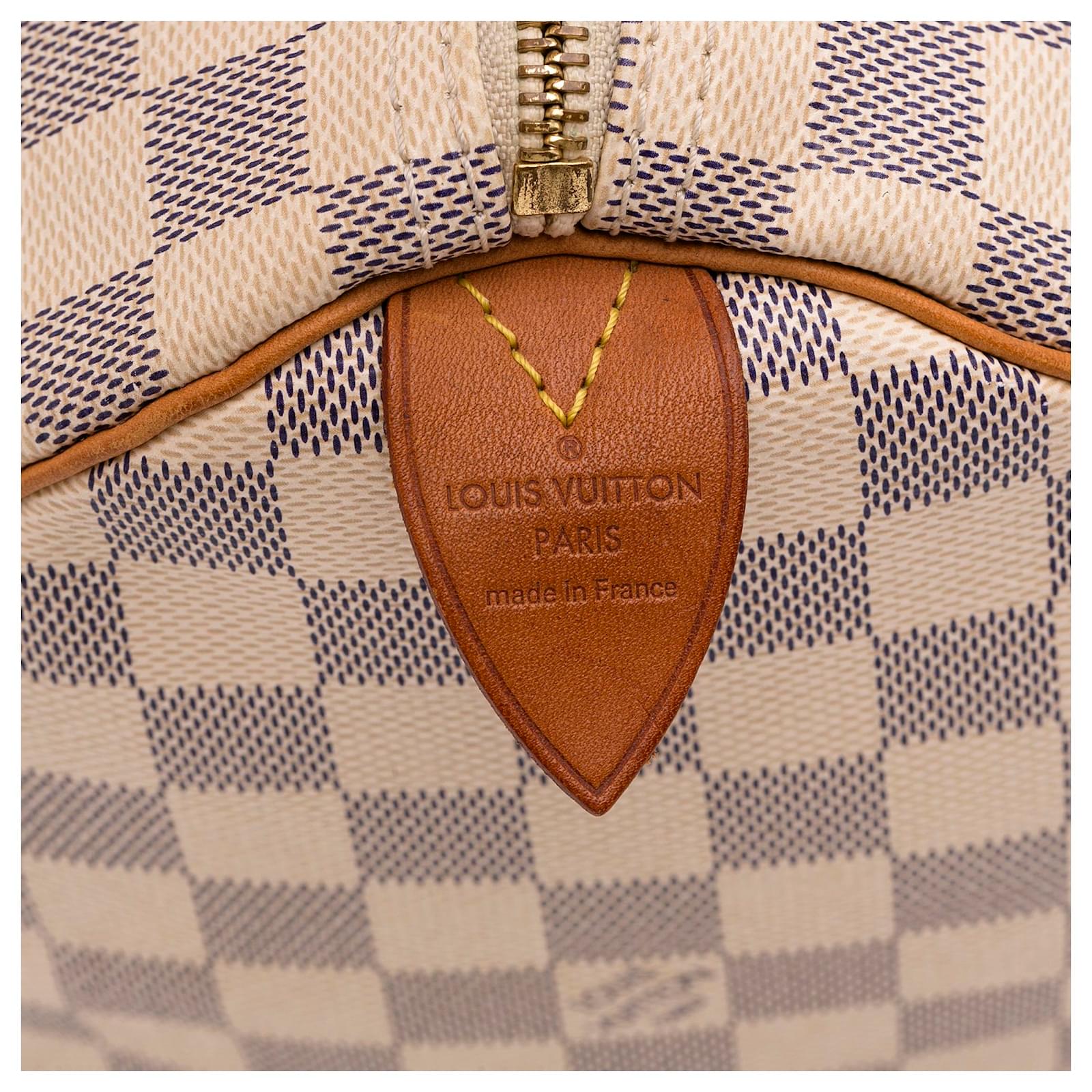 Louis Vuitton White Damier Azur Speedy 30 Leather Cloth ref.976320