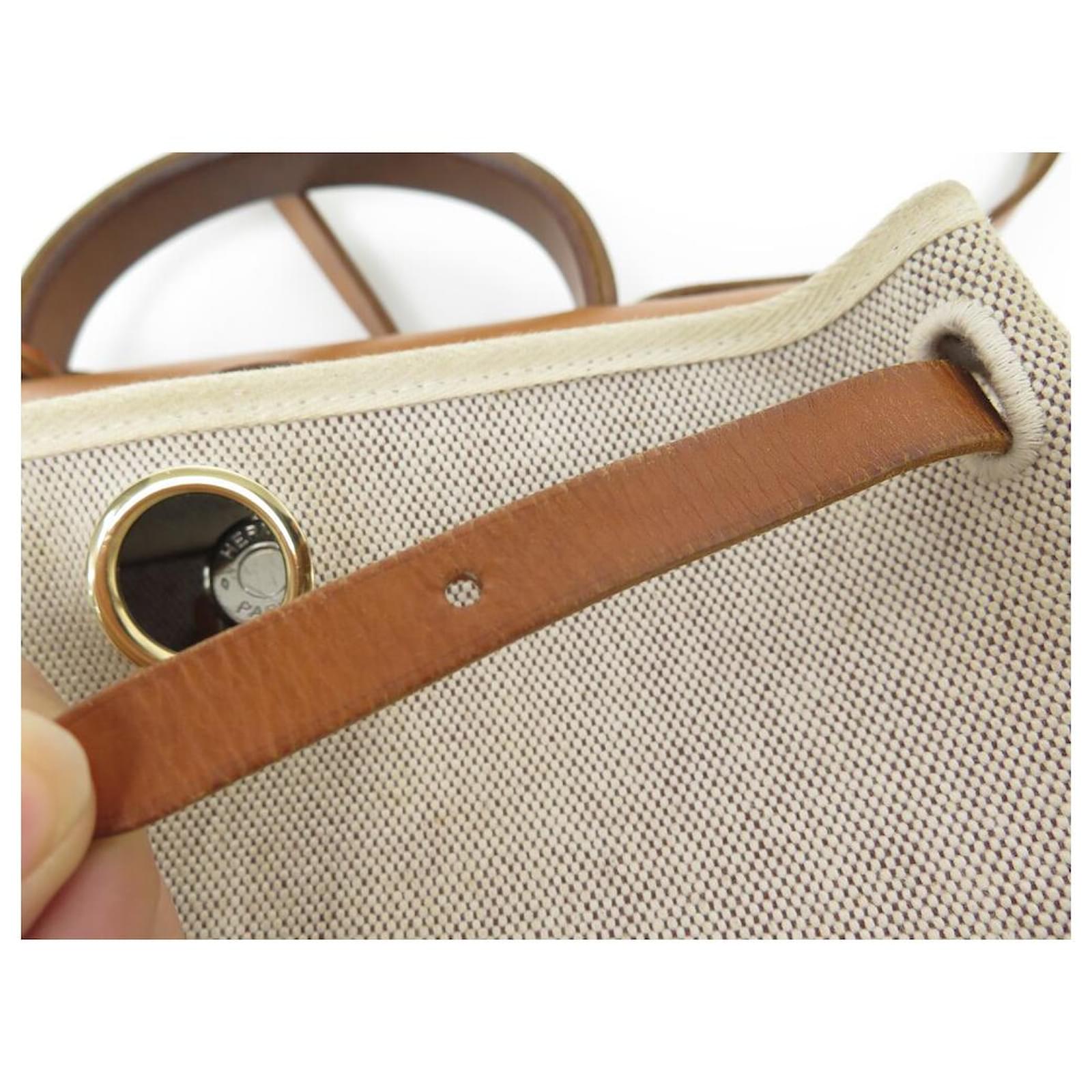 Hermes Tan Nude Leather Canvas H Logo Men's Women's Crossbody Shoulder Bag