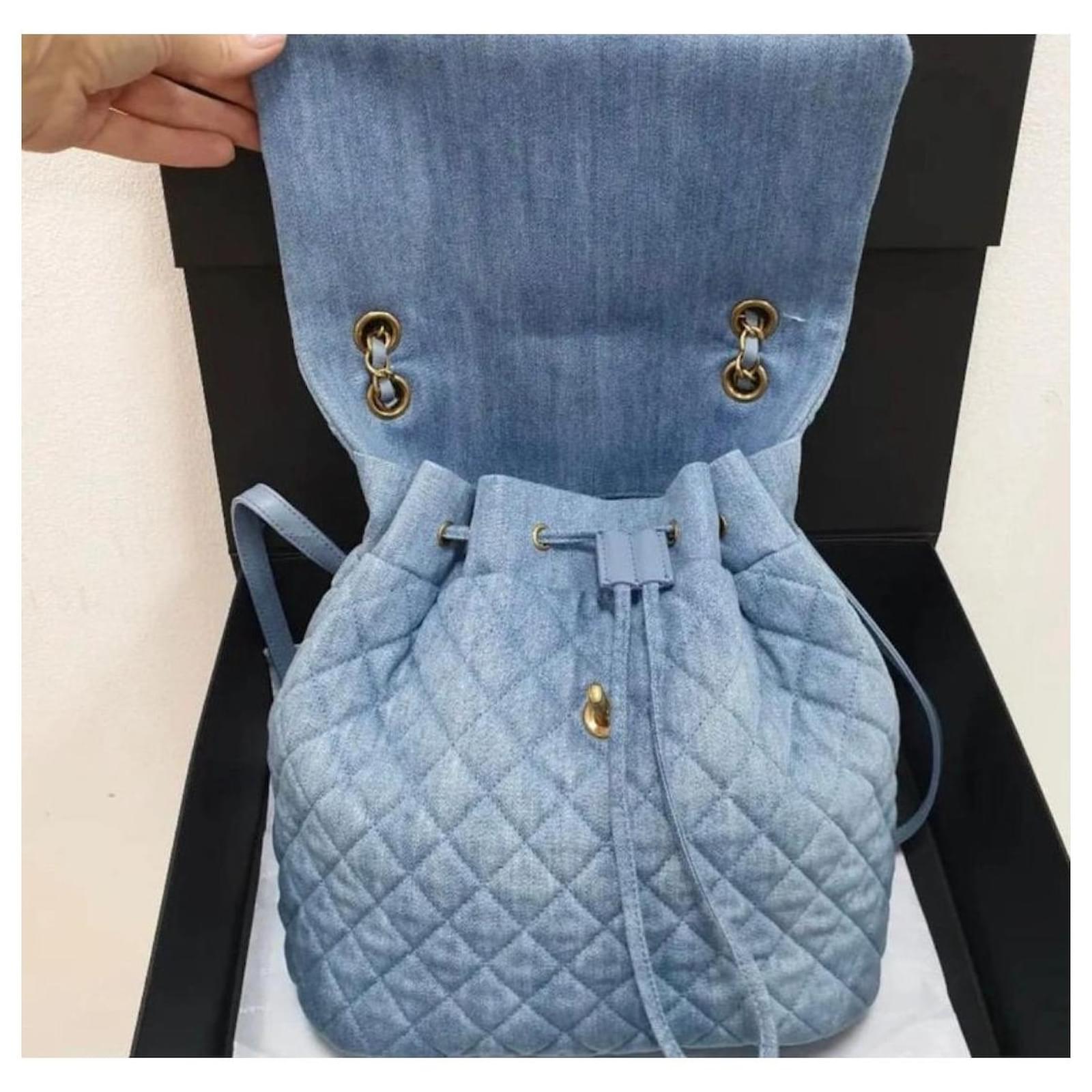 Backpacks Chanel Chanel Washed Denim Quilted Large Urban Spirit Backpack
