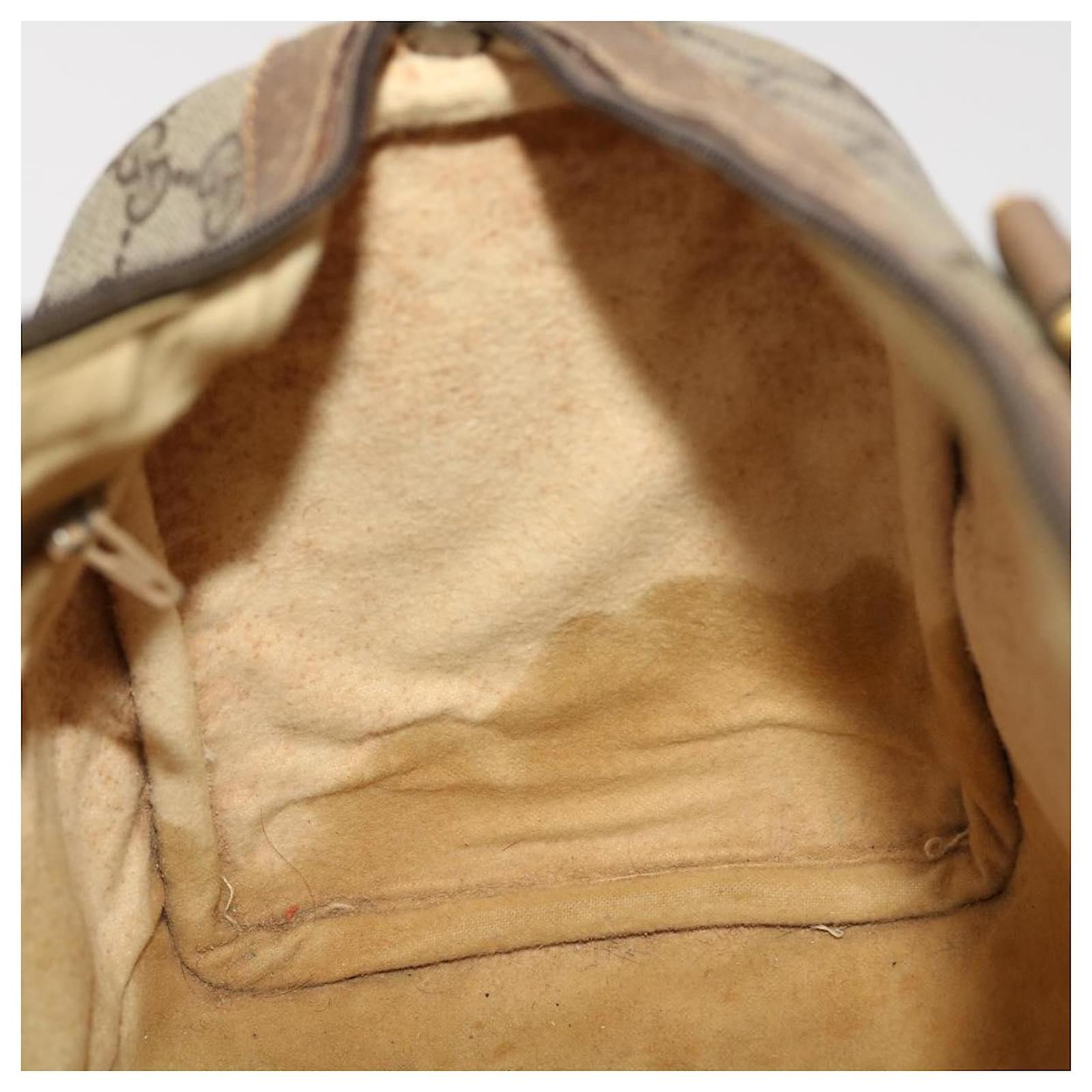 GUCCI GG Canvas Web Sherry Line Boston Bag Beige Red 98.02