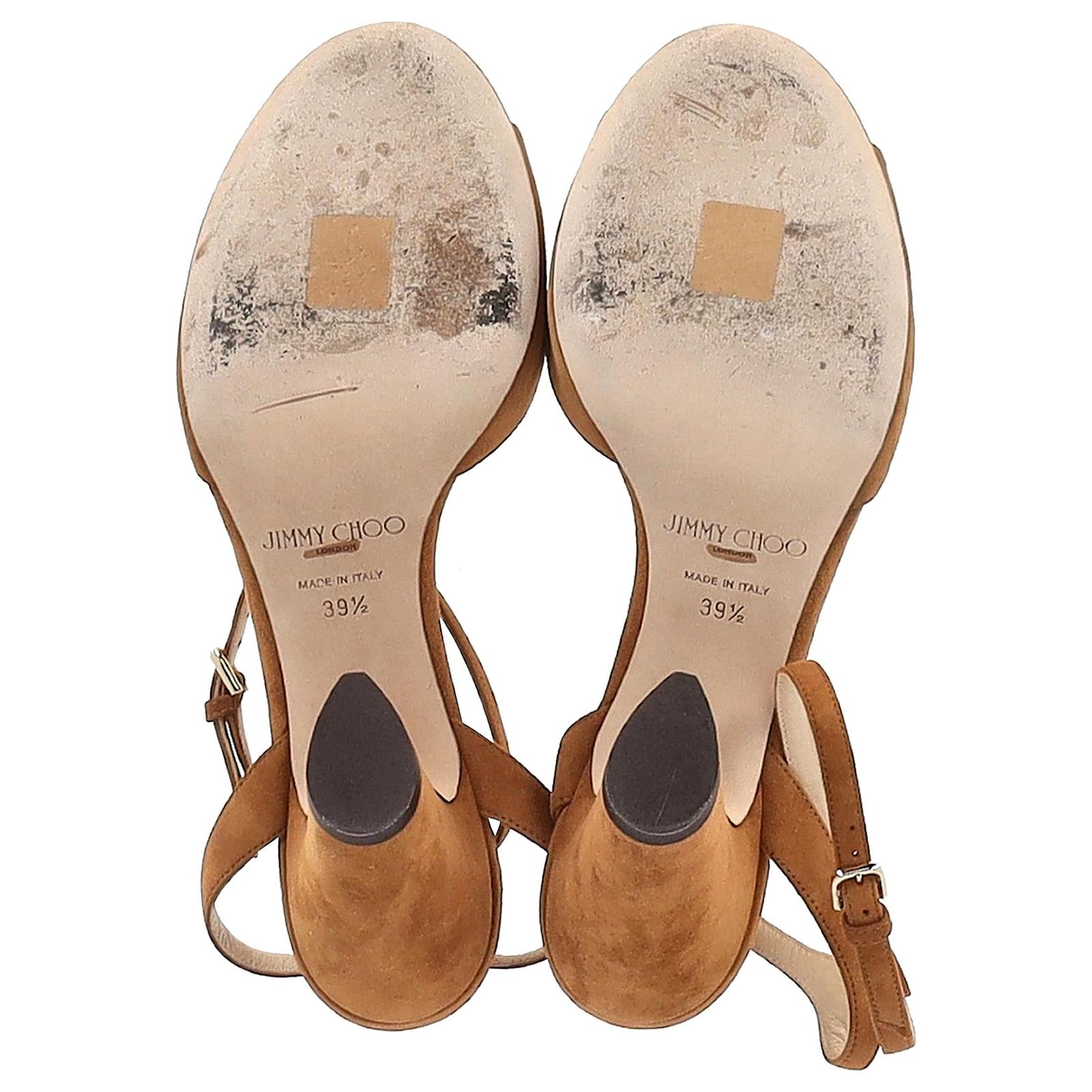 Jimmy Choo Miranda 85 Block Heel Sandals in Tan Suede Brown