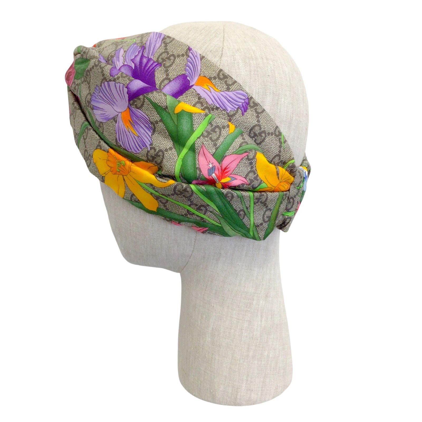 Gucci Headband Flora GG Monogram Gucci Beige Multi GG Monogram Flora Print Silk Headband  main image 4