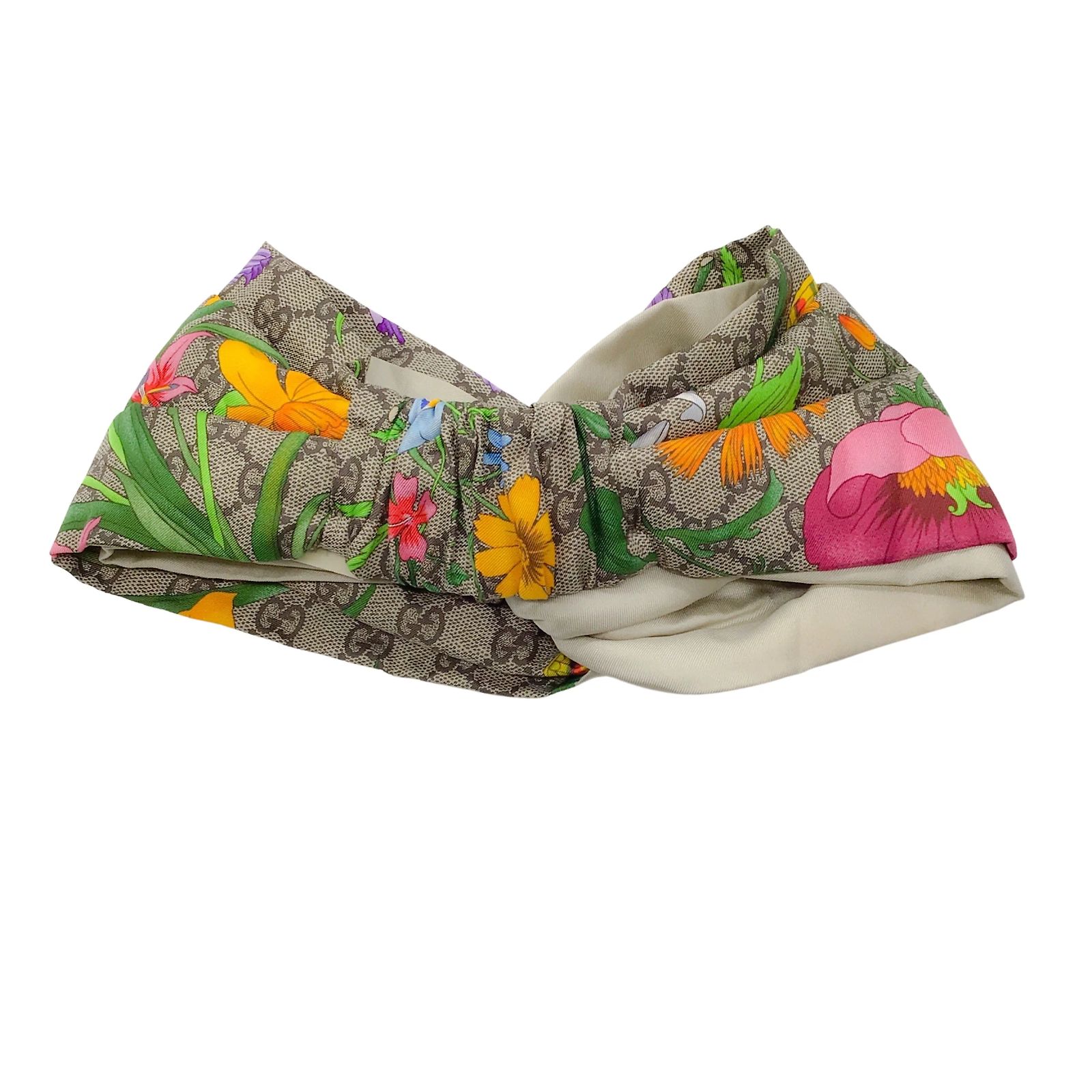 Gucci Headband Flora GG Monogram Gucci Beige Multi GG Monogram Flora Print Silk Headband  main image 2