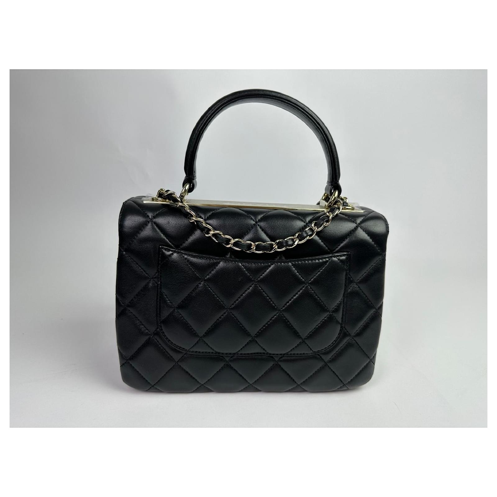 Chanel Top handle trendy CC small handbag Black Leather ref.980313