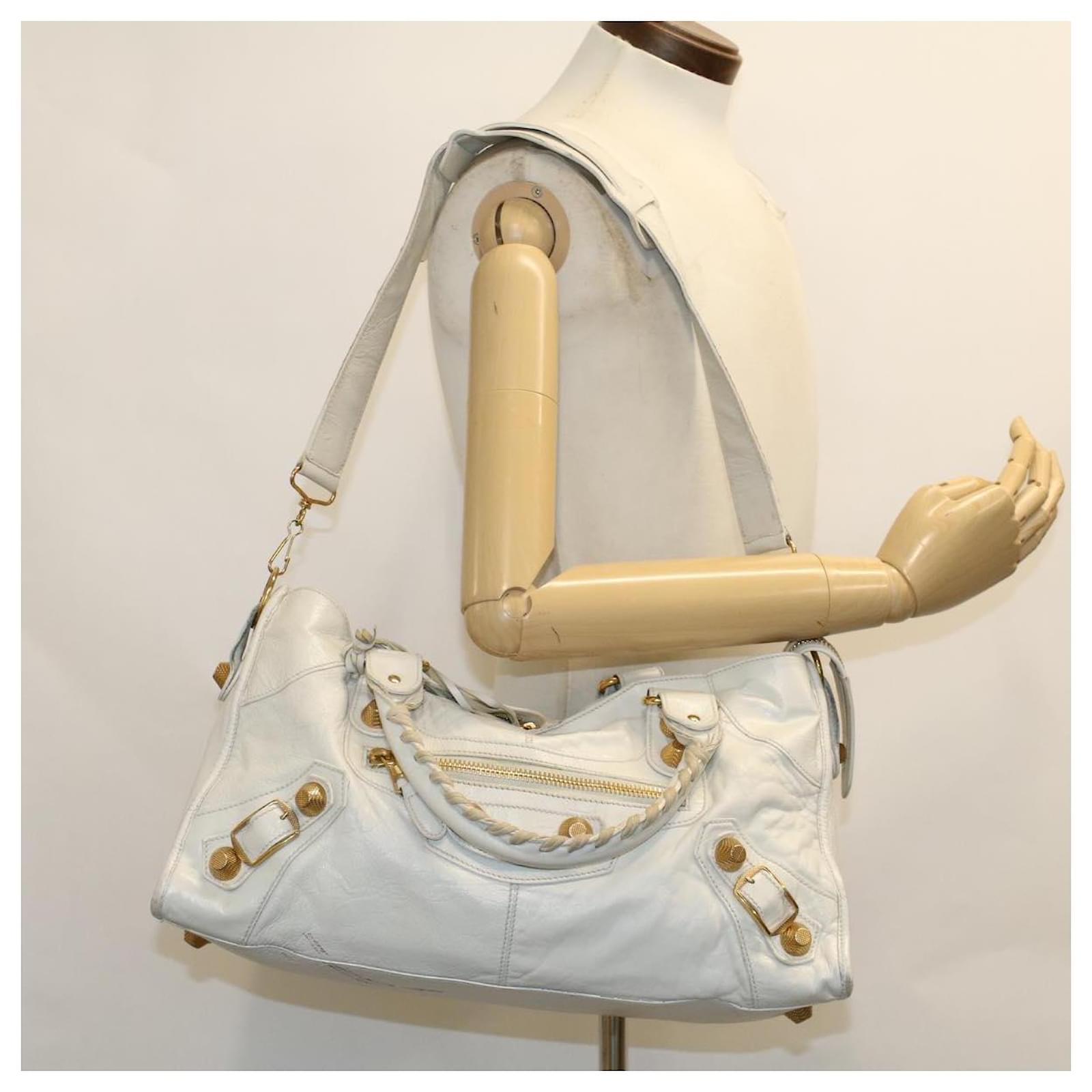 BALENCIAGA The Giant Part Time Hand Bag Leather 2way White 173082