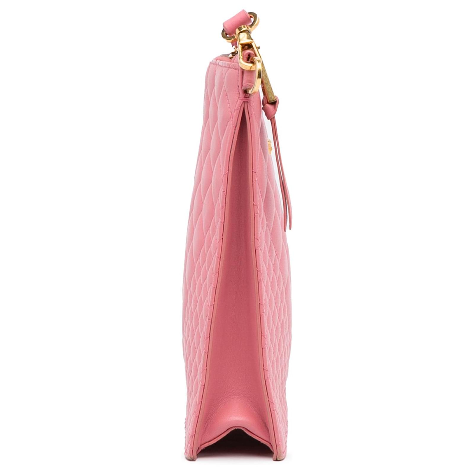 ショルダーバッグ・ポシェット VERSACE Crossbody Bags Women Fabric Pink/Sea VERSACE Bag Pink Grainy Calf Leather Logo Crossbody Shoulder