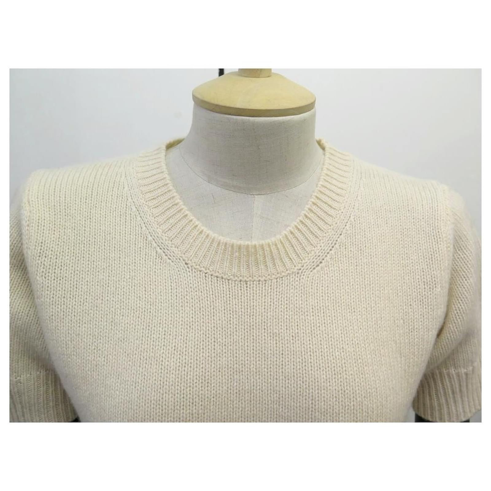 Louis Vuitton Cream Wool & Cashmere Half Zip Turtleneck Sweater L