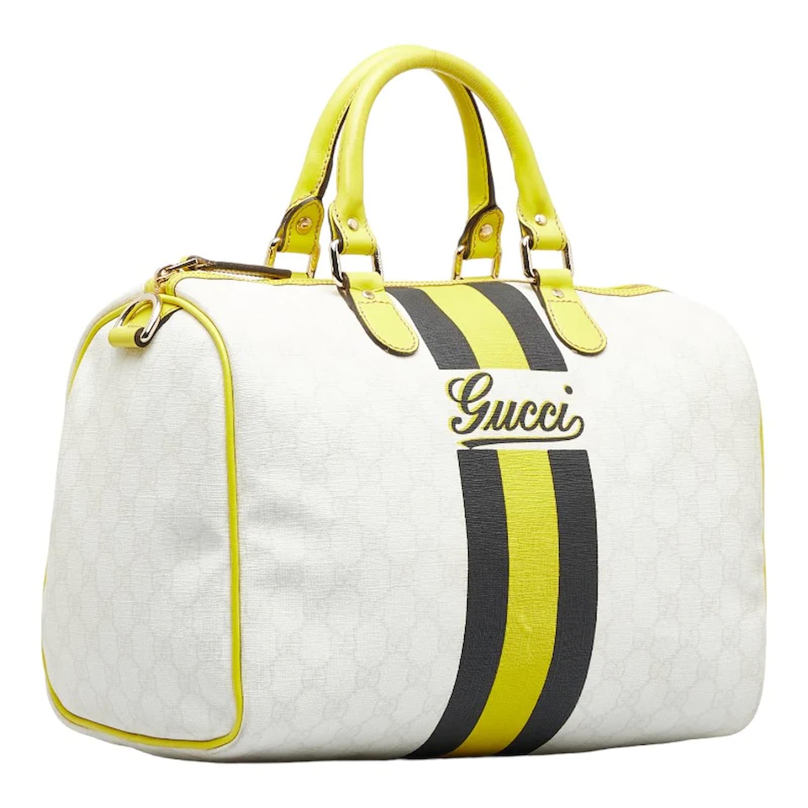 Gucci GG Supreme Joy Vintage Web Boston Bag 189895 White Cloth ref.981781 -  Joli Closet