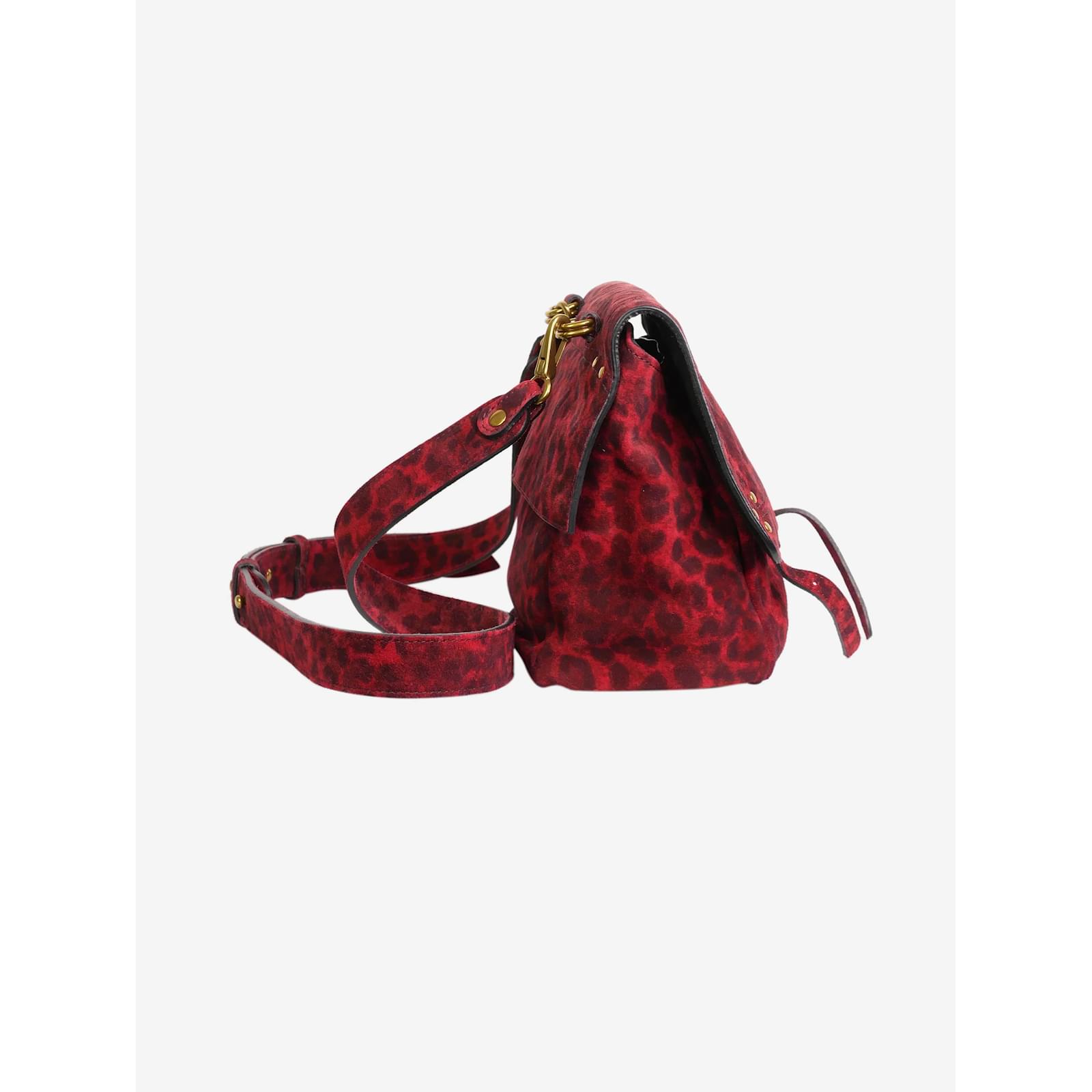 ショルダーバッグ・ポシェット JEROME DREYFUSS Women Messenger Bags 44IGORCHRUBY Red Jerome Dreyfuss Red suede leopard print cross-body bag with