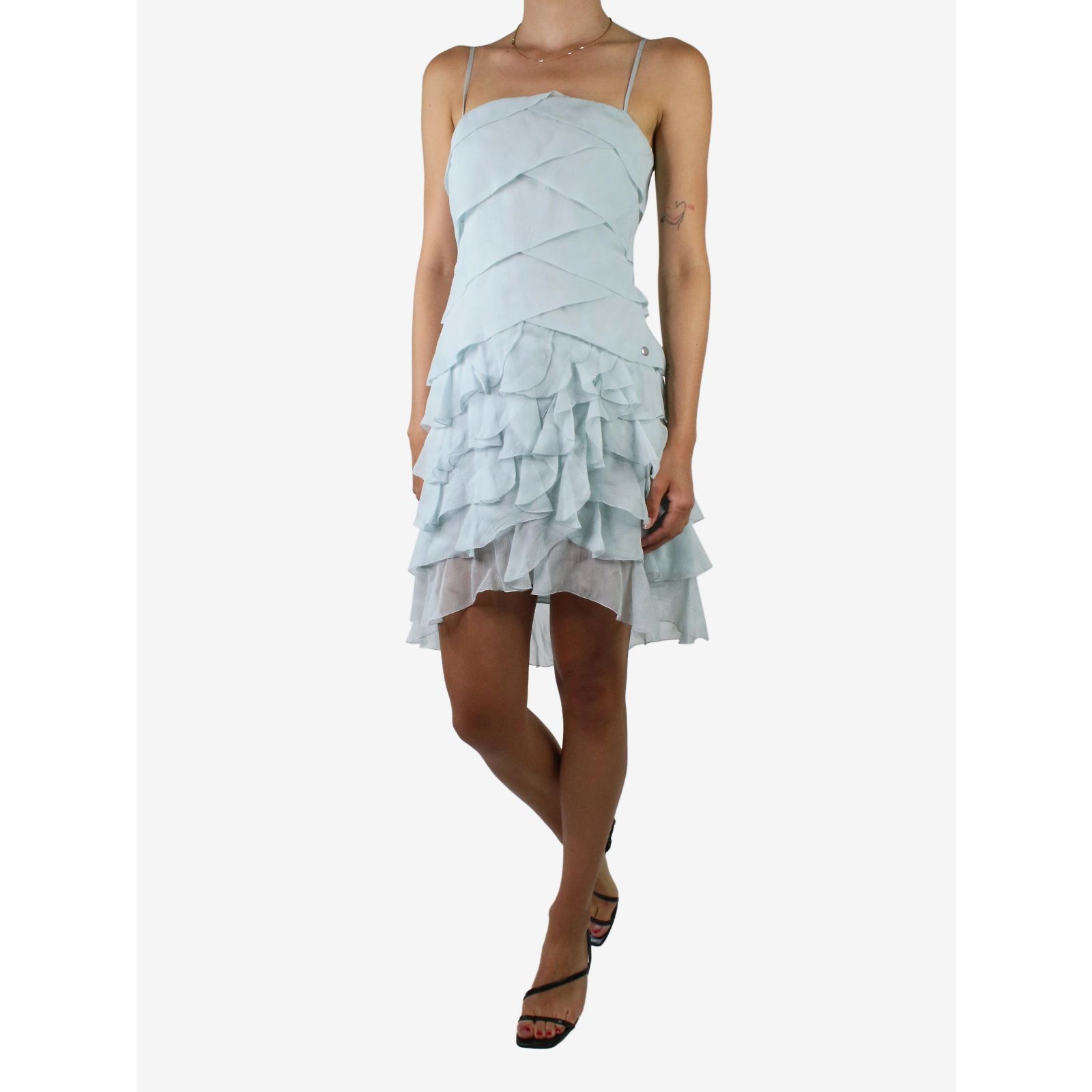 Chanel Blue silk ruffled mini dress - size FR 36 ref.984038 - Joli Closet