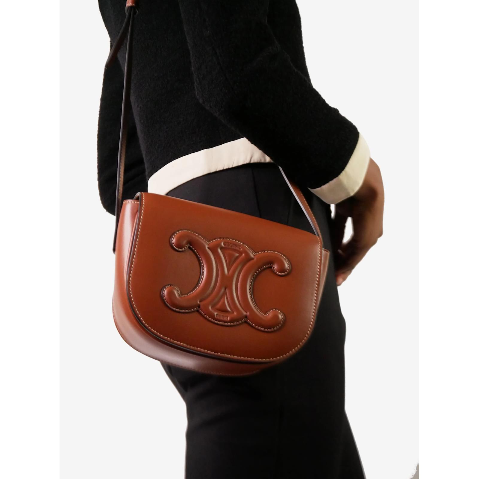 Céline Sac bandoulière Folco Cuir Triomphe marron