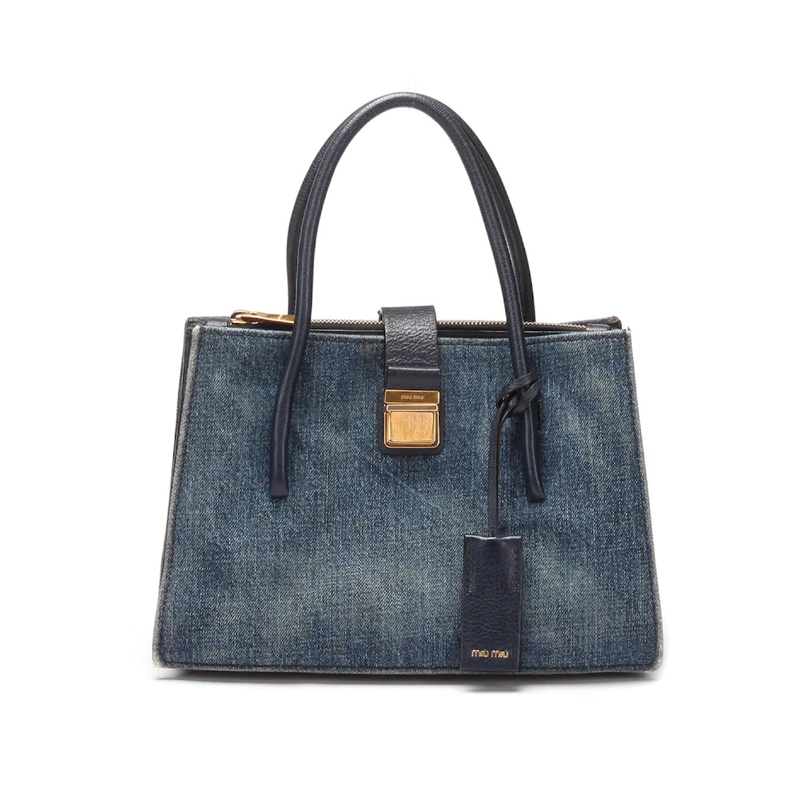 Madras handbag Miu Miu Blue in Denim - Jeans - 27425399