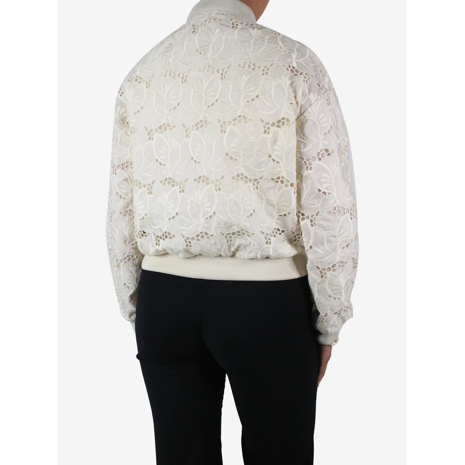 Moncler Cream embroidered bomber jacket - size Brand size 1