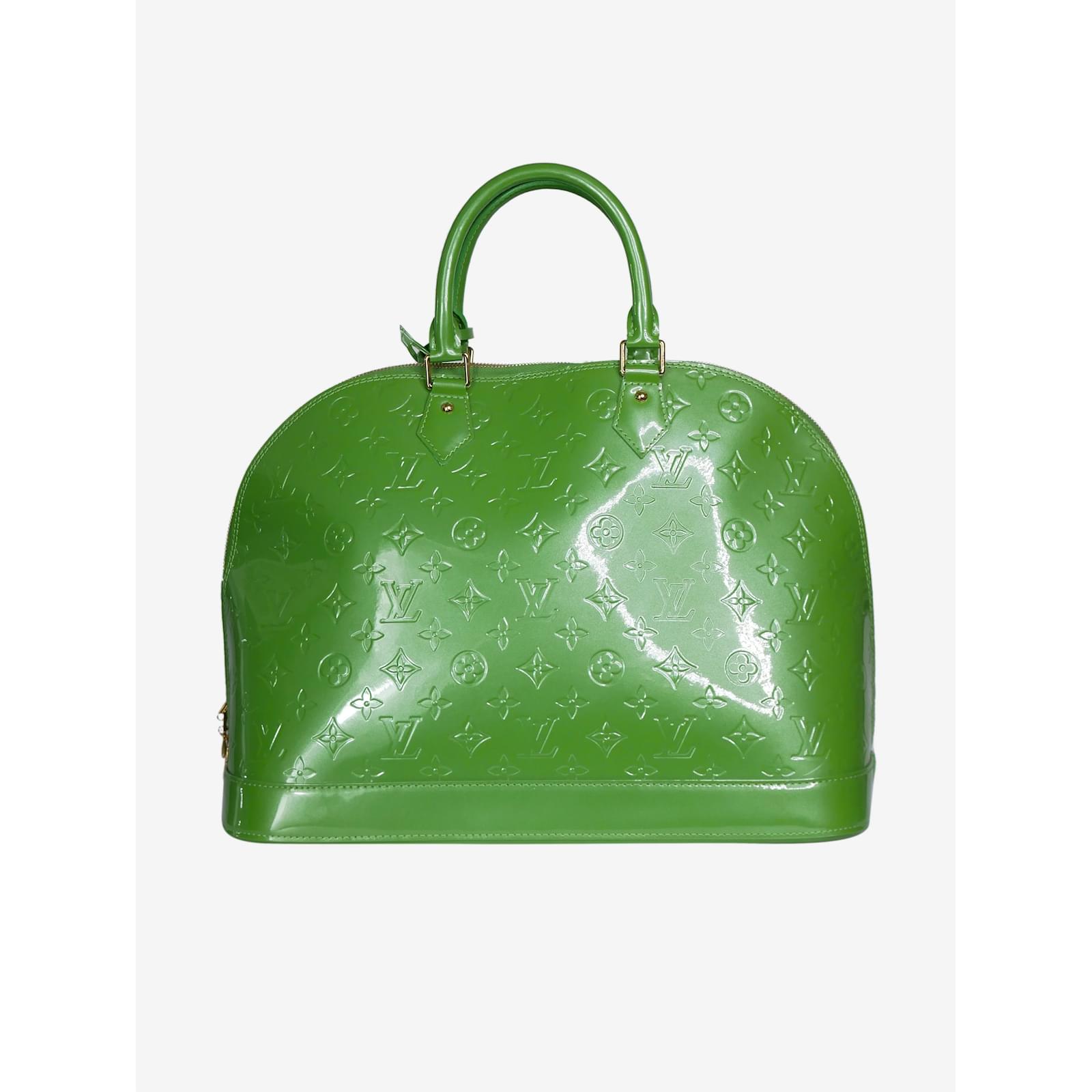 LOUIS VUITTON Alma GM Monogram Vernis Leather Satchel Bag Green