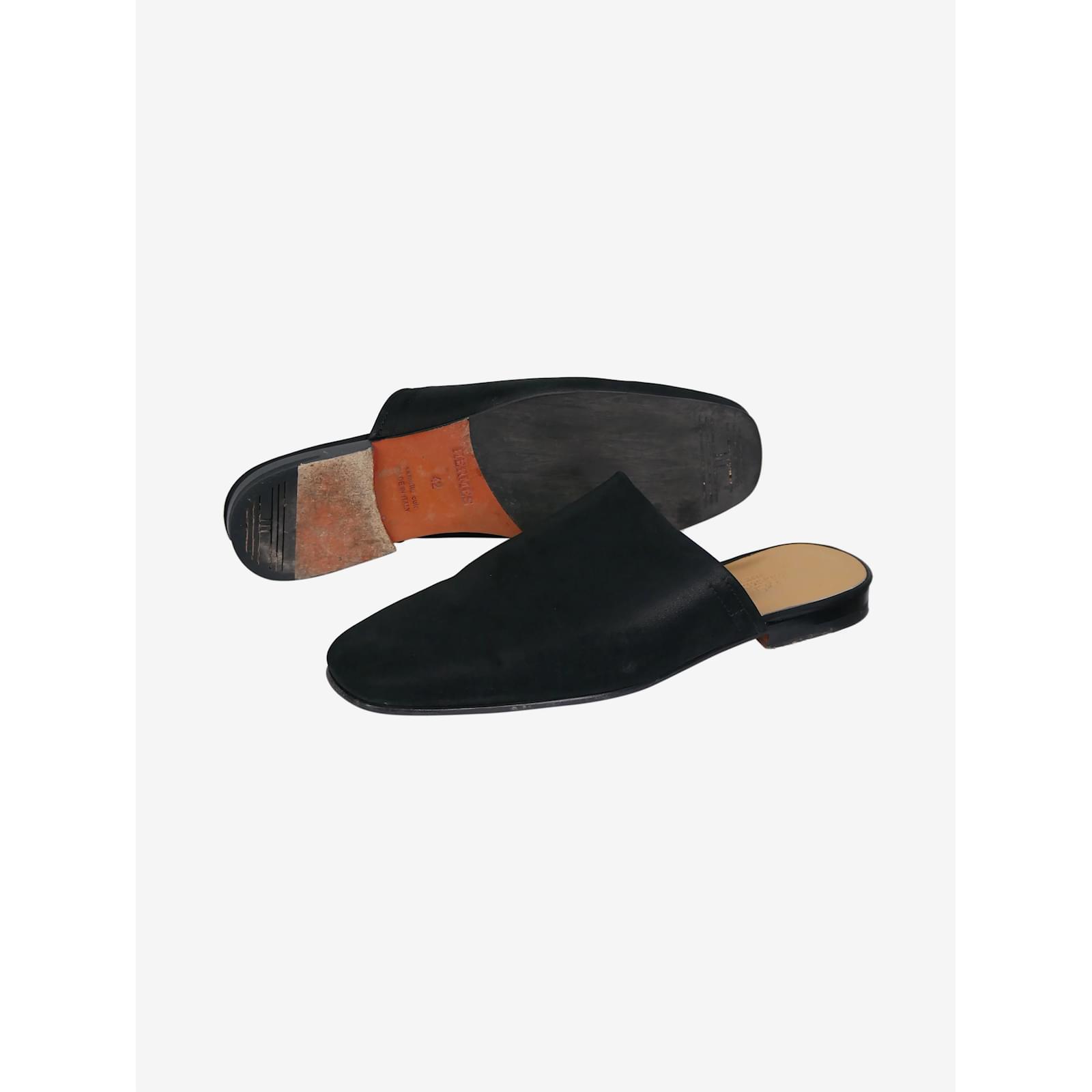 Mules plates noires en cuir taille EU 42