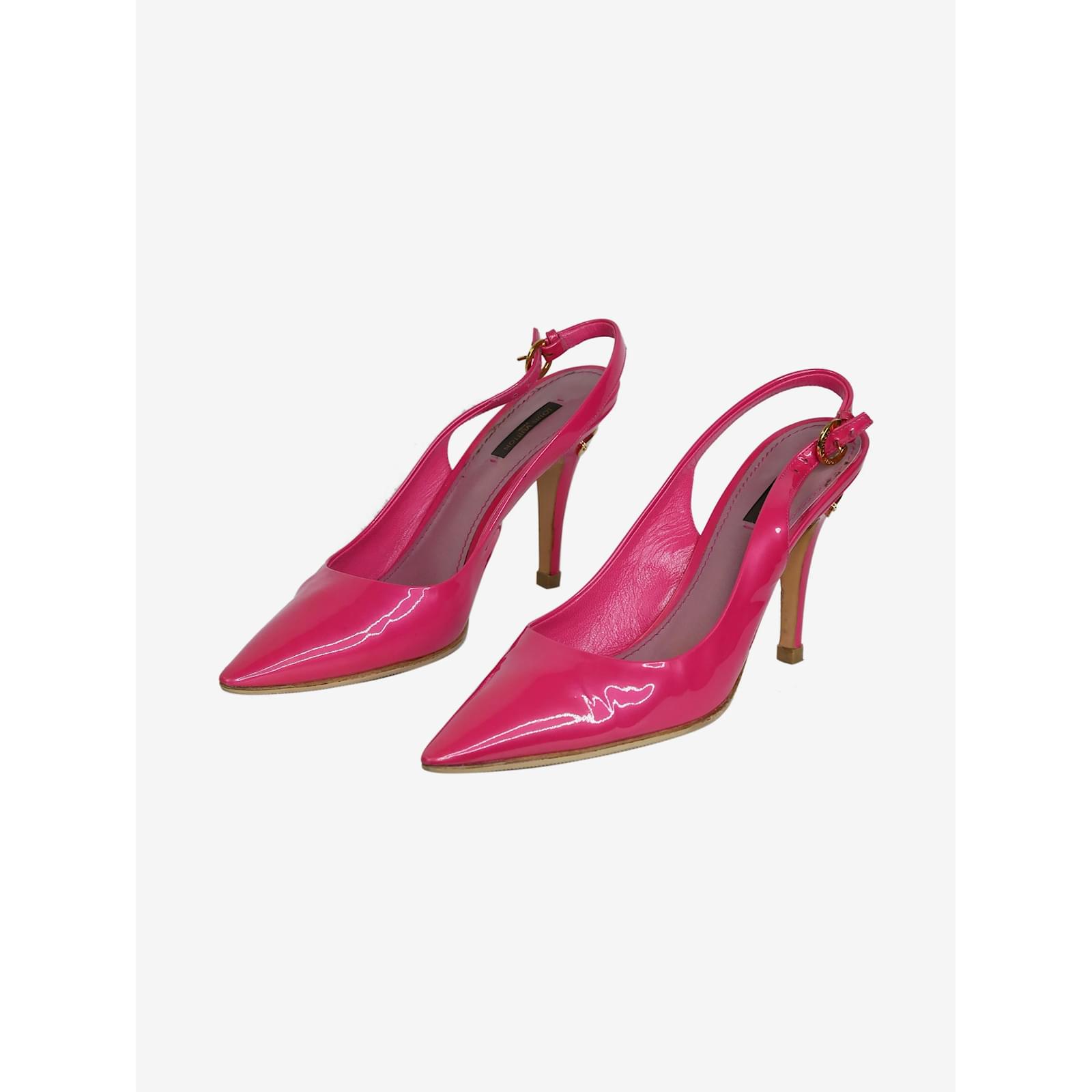 Louis Vuitton Pink patent slingback heels - size EU 40.5 Leather ref.985459  - Joli Closet