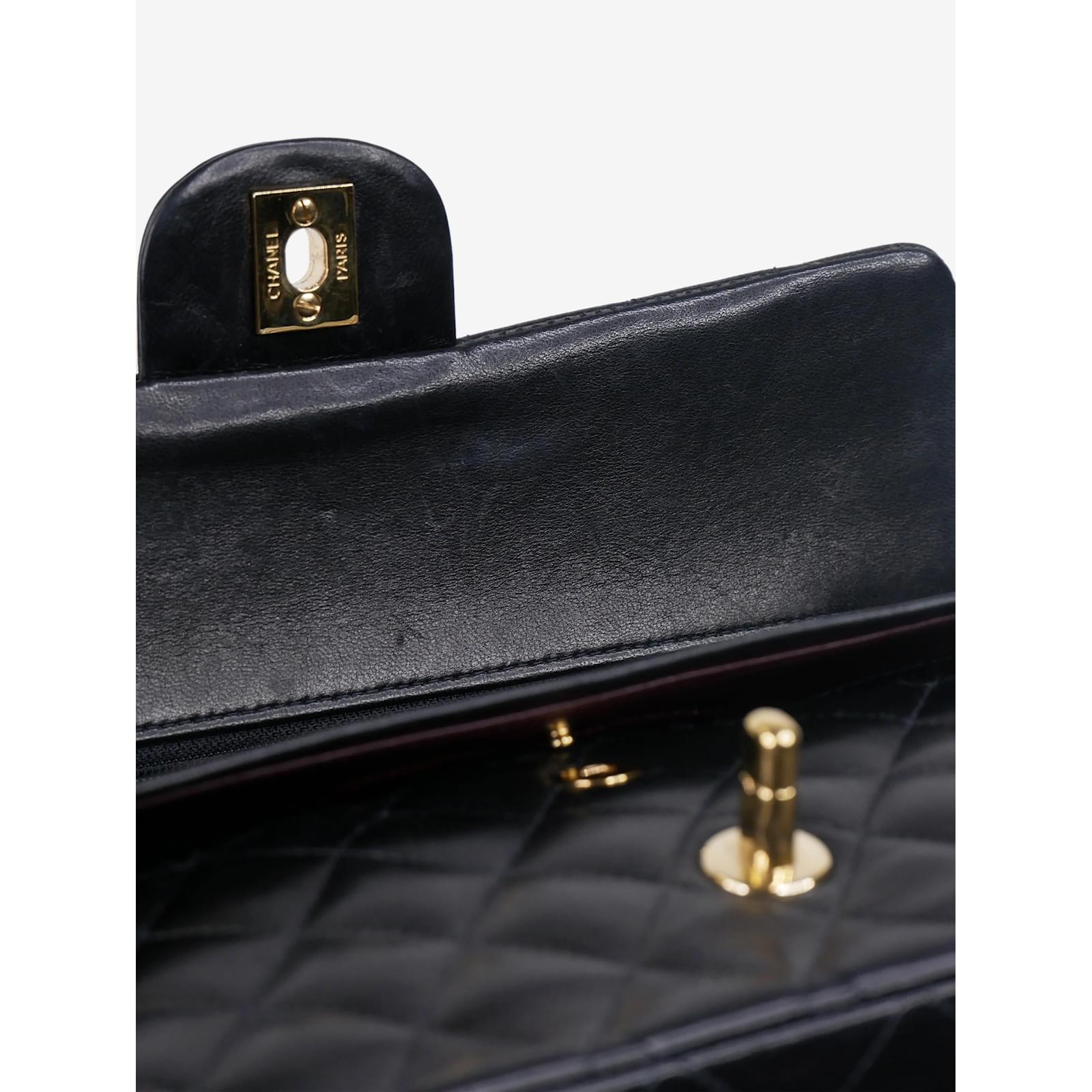 CHANEL Vintage Classic Black Lambskin 24K Gold Chain Crossbody 10.5 Flap  Bag - My Dreamz Closet