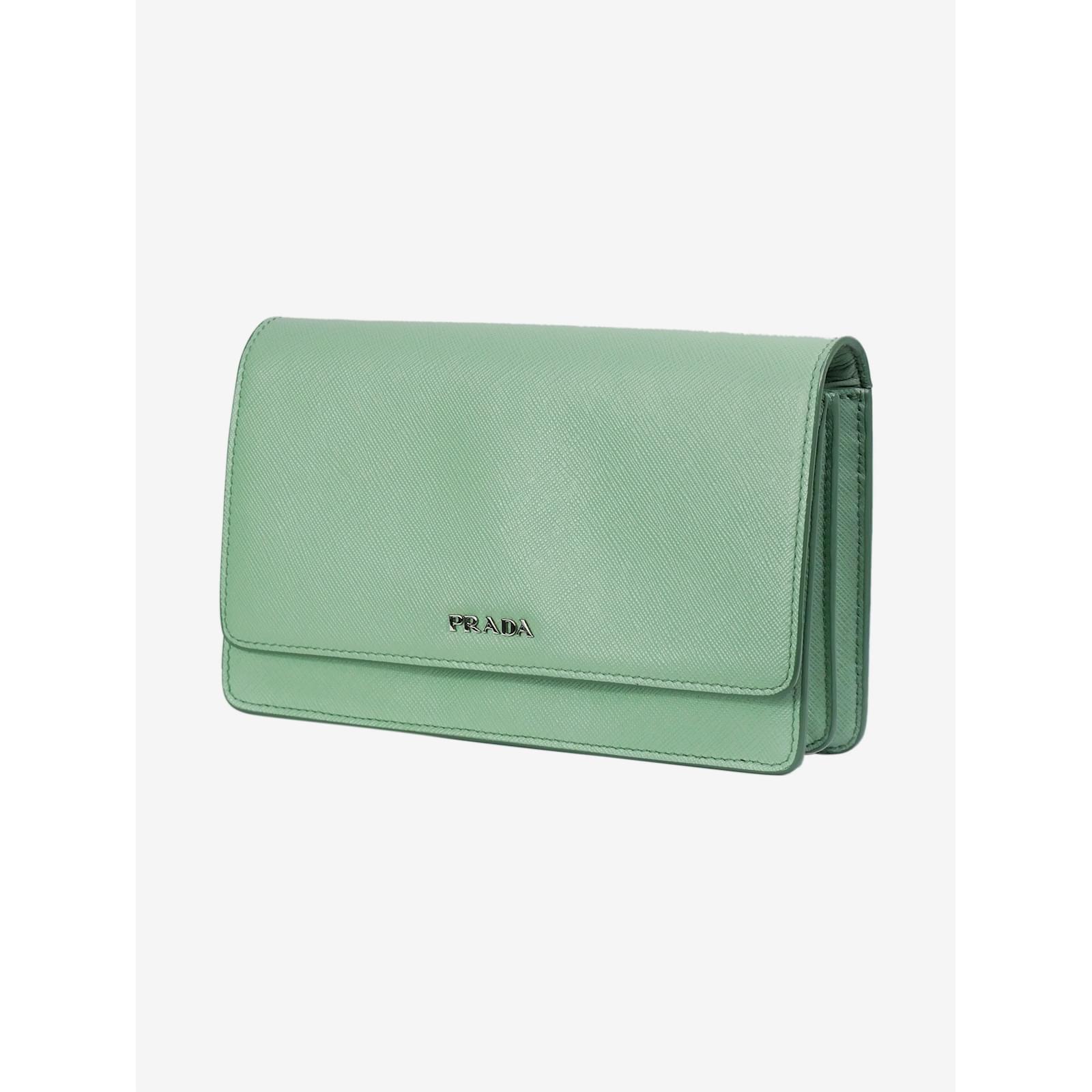 Prada green 2016 Saffiano lux Wallet On Chain Leather ref.985811