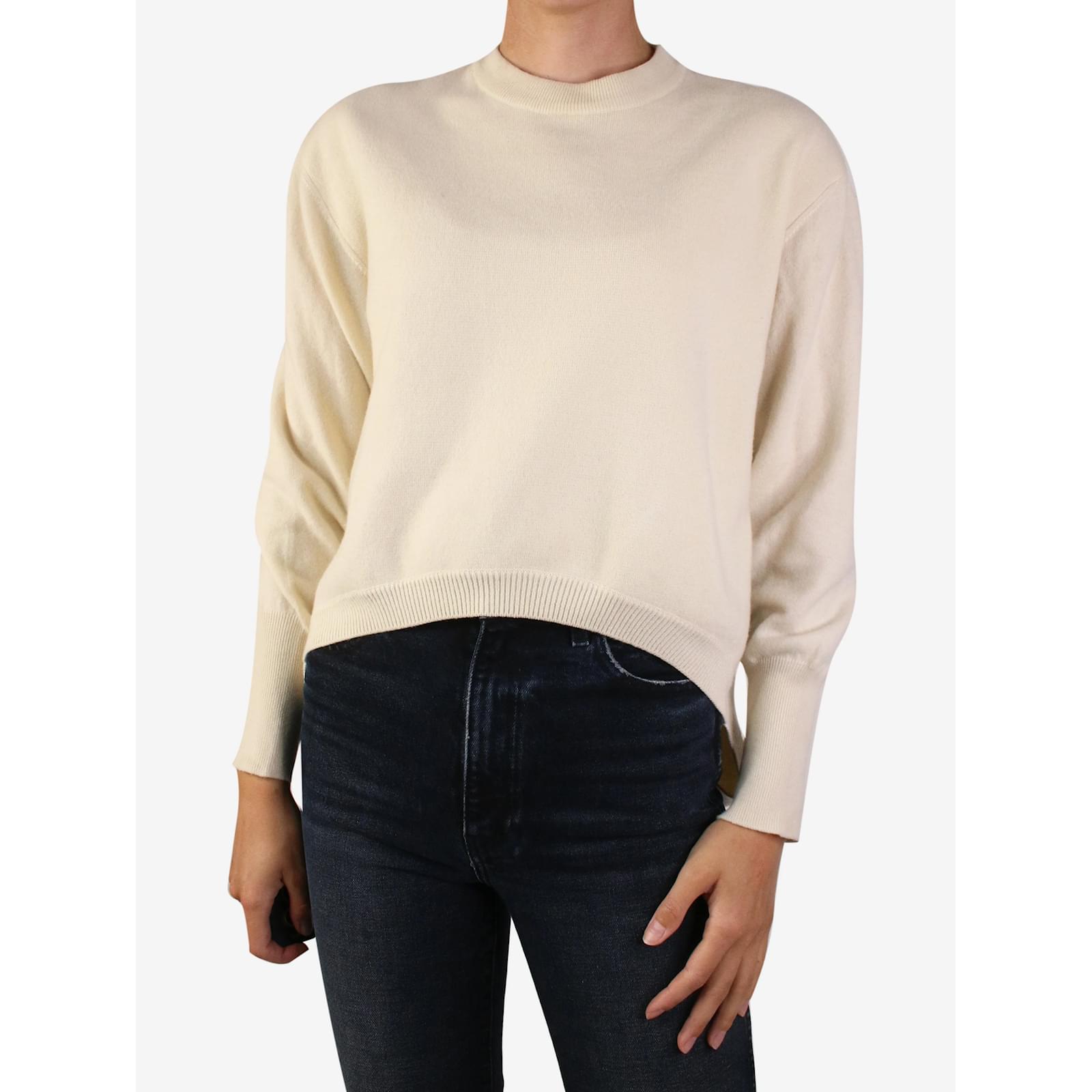 C dric Charlier Cream asymmetric wool cashmere blend jumper