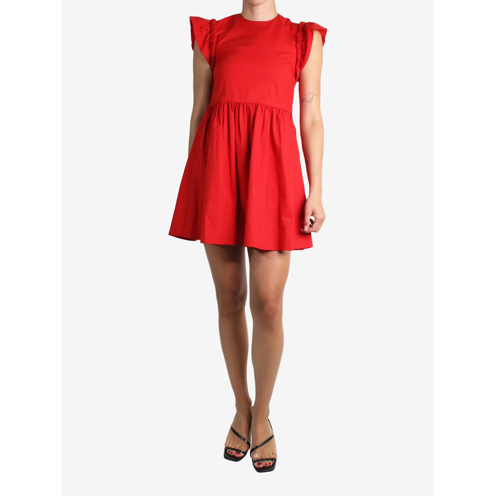Red Valentino Red short sleeve pleated mini dress   size IT