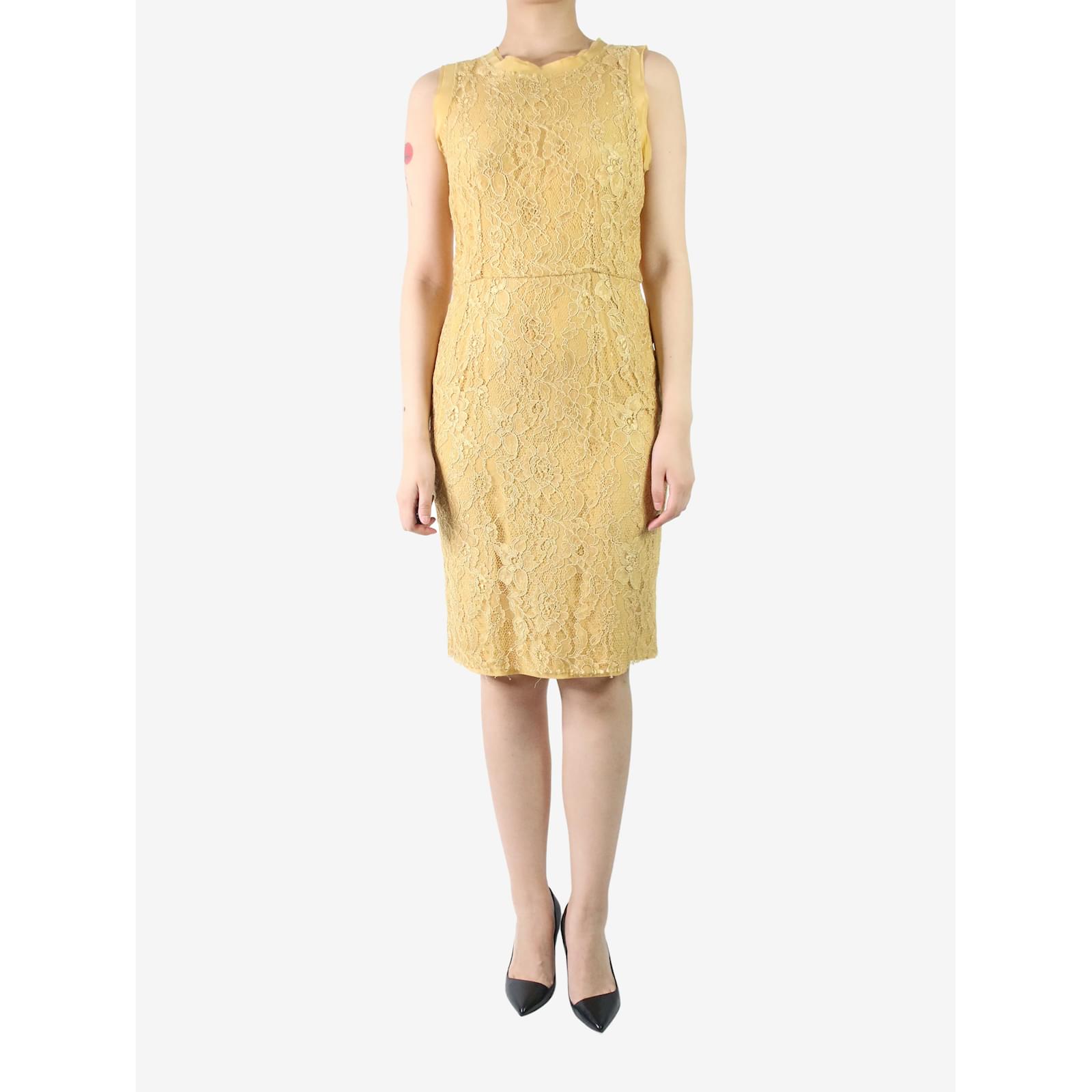 Dolce & Gabbana Yellow sleeveless floral lace dress - size IT 42 Viscose ref.JC986951 (Sold) - Joli Closet Dolce & Gabbana Yellow sleeveless floral lace dress - size IT 42 Viscose ref.JC986951 (Sold) - Joli Closet