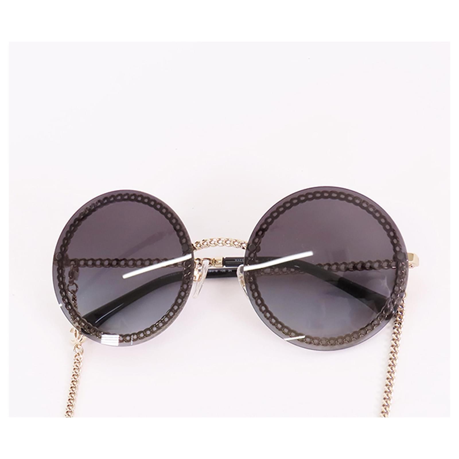 Chanel Gold Chain Round Tinted Sunglasses