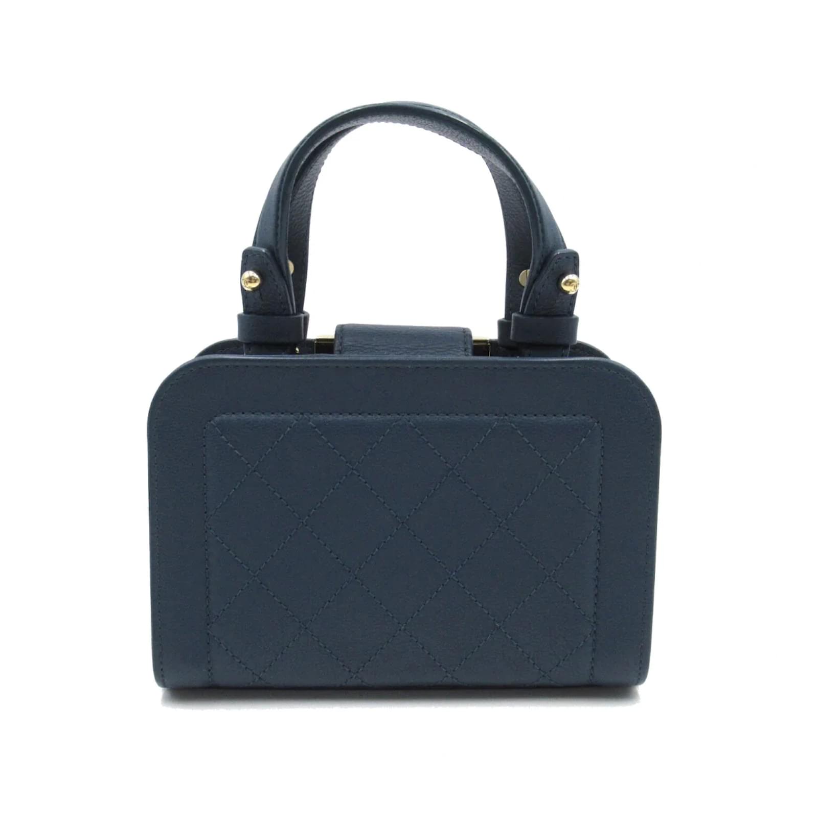 CHANEL Click Label Medium Black Quilted Leather Top Handle Shoulder Bag