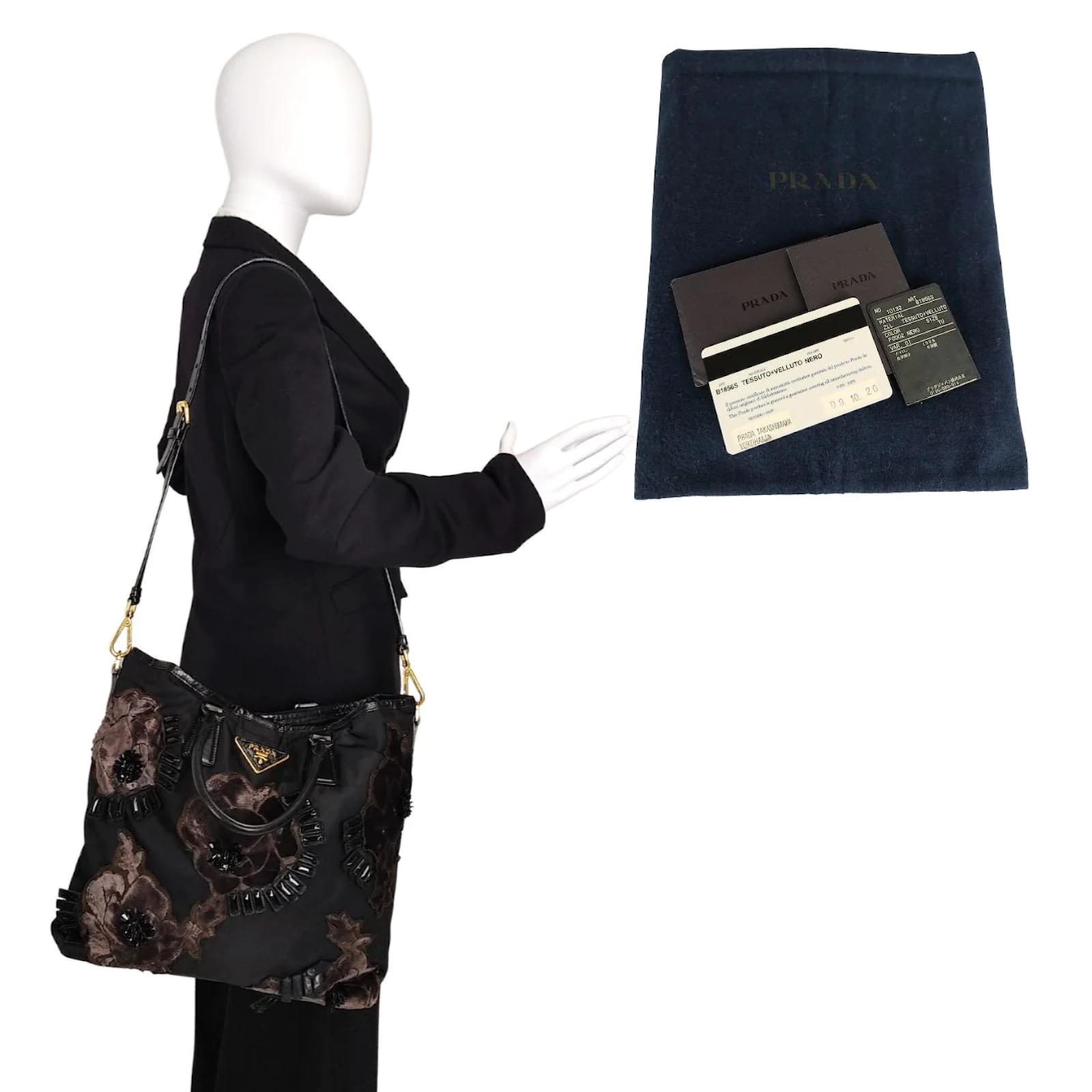 Prada Prada nylon shoulder bag with velvet applications Black Cloth ref.988435 Joli Closet