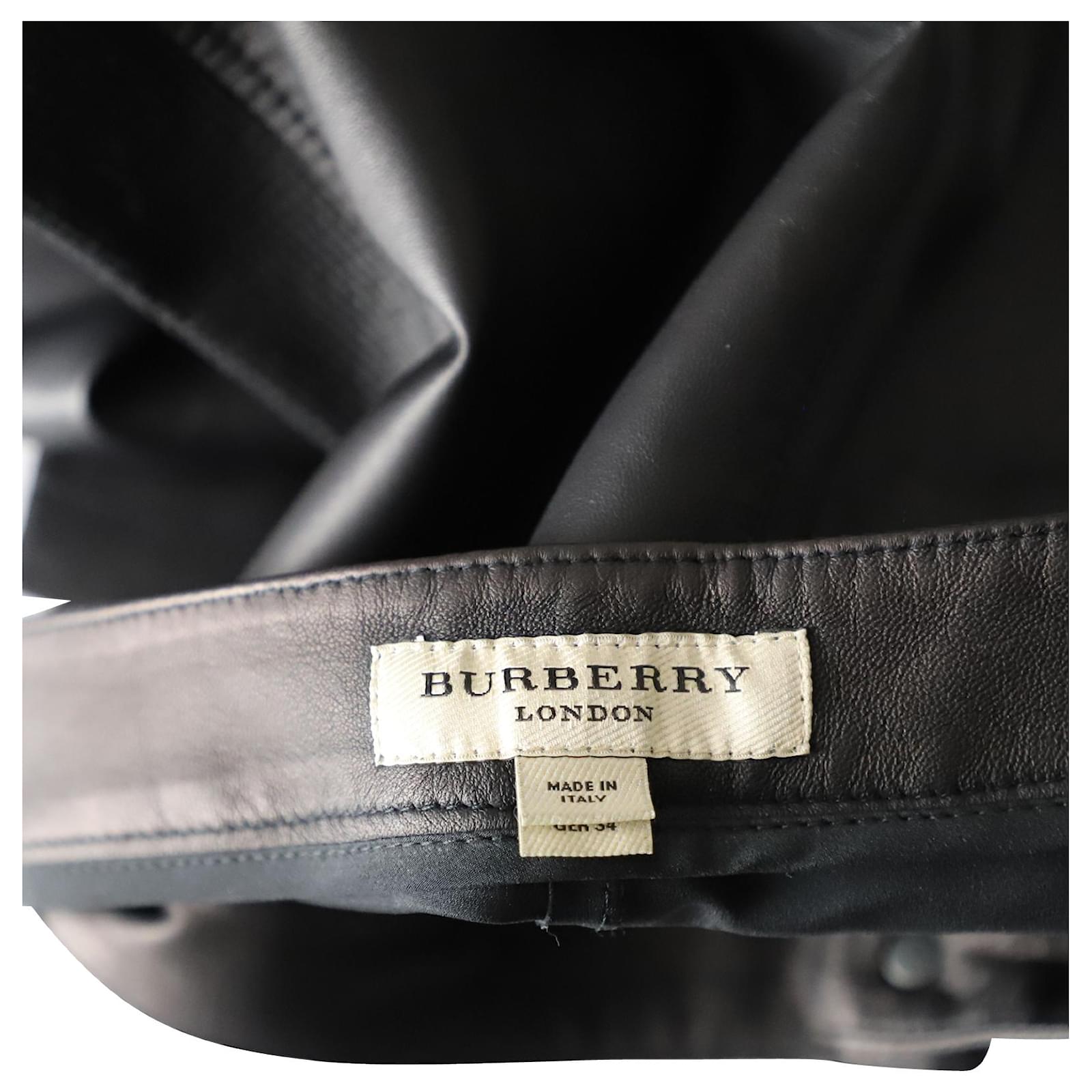 Burberry Leggings with Leather Side Panel in Black Viscose