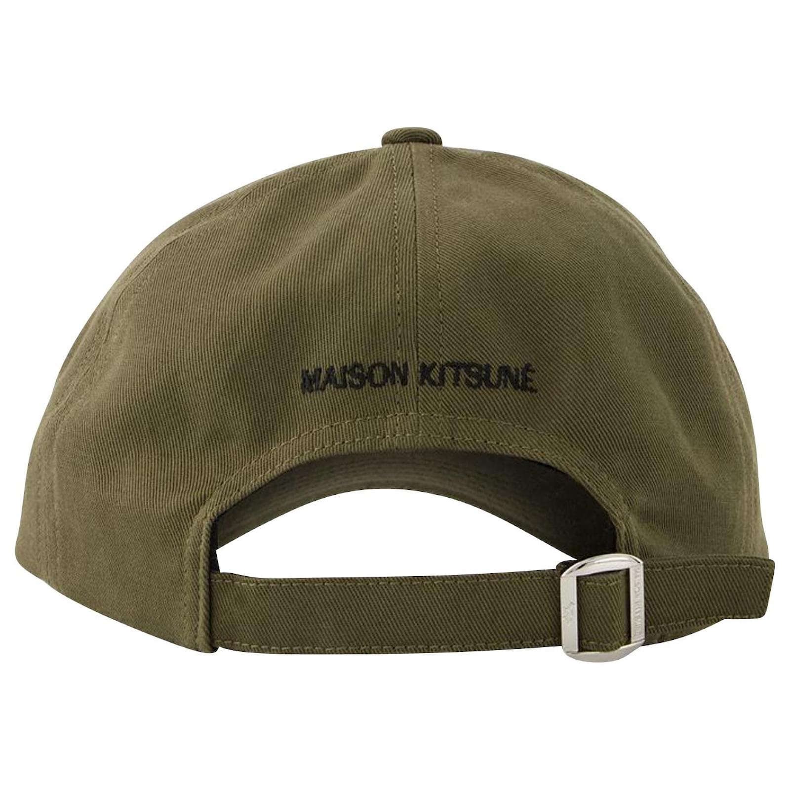 Autre Marque Fox Head Cap Maison Kitsune Cotton Khaki Green