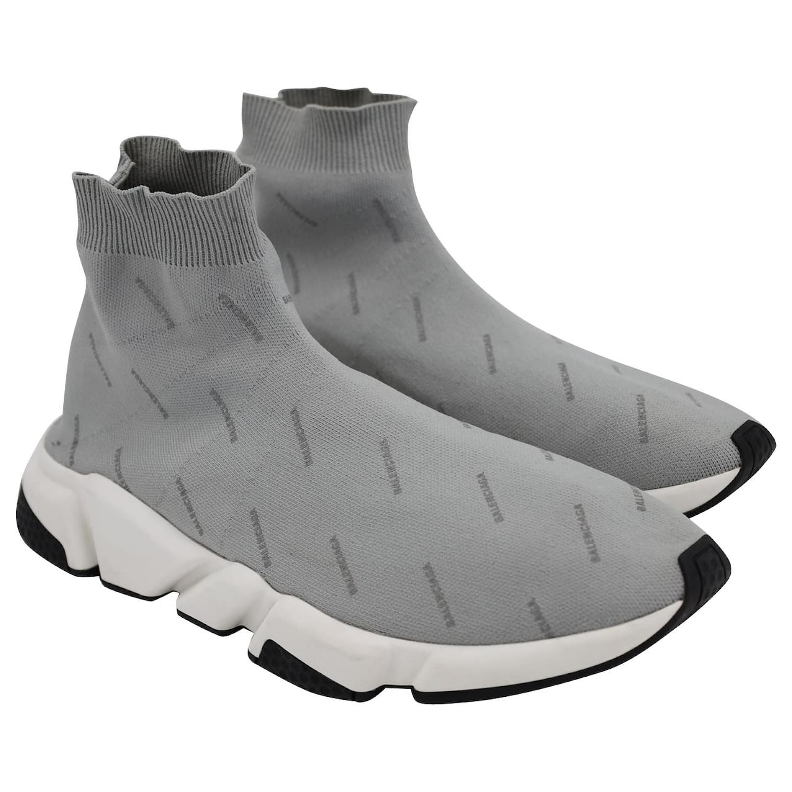 Balenciaga Logo Speed Sock Sneakers in Grey Polyester Knit ref.989805 Joli Closet