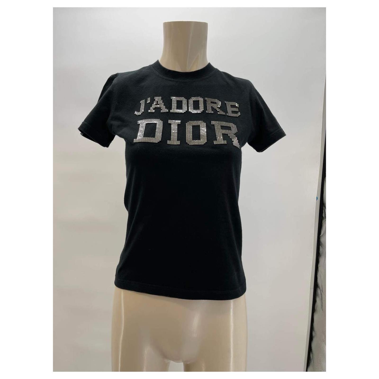 ✨超美品✨Dior J'adoreDior ロンT ディオール ブラック XS Dior t-shirt I love Dior Black Cotton ref.990327 - Joli Closet