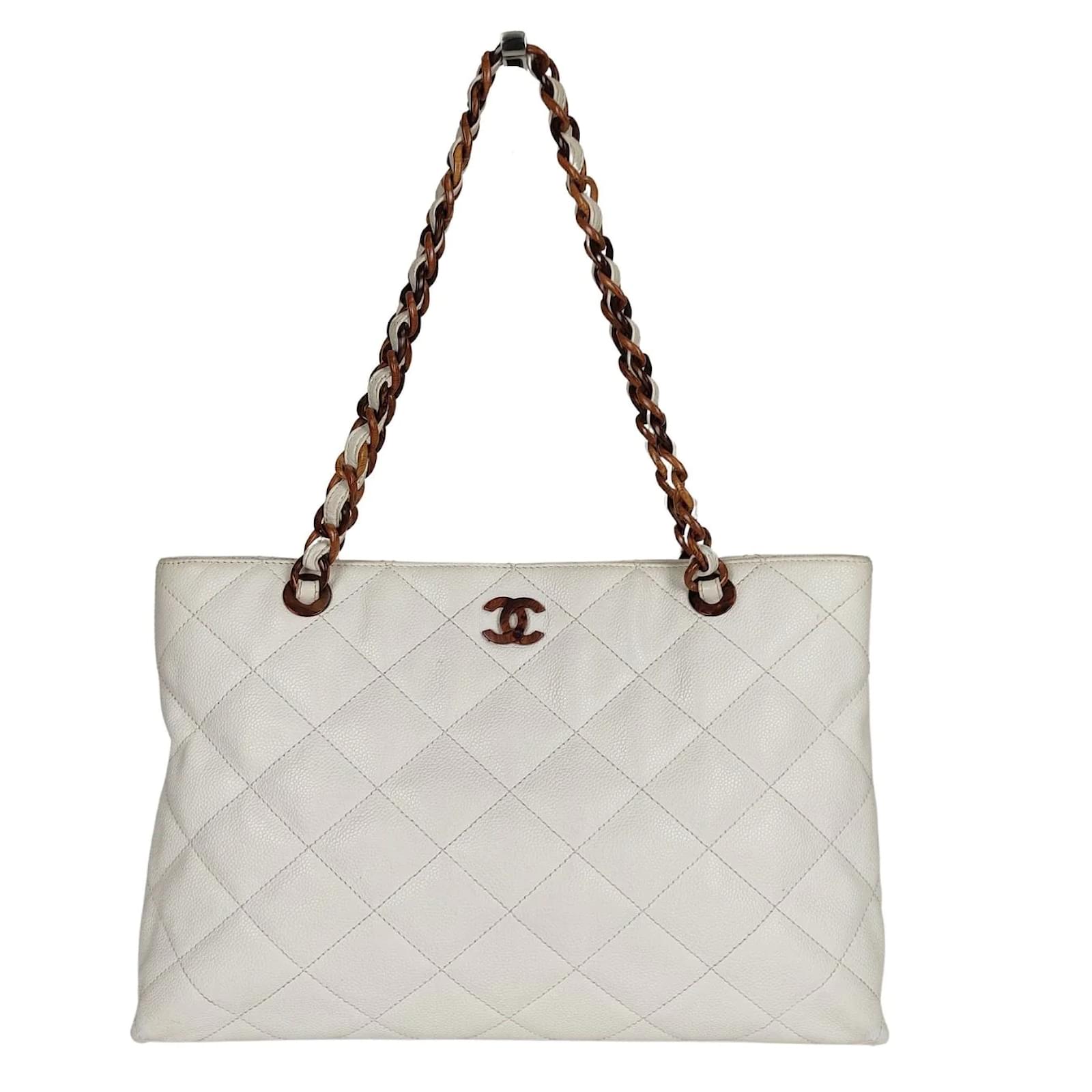 Chanel Chanel Shoulder Bag Shopping Tote in white Caviar leather
