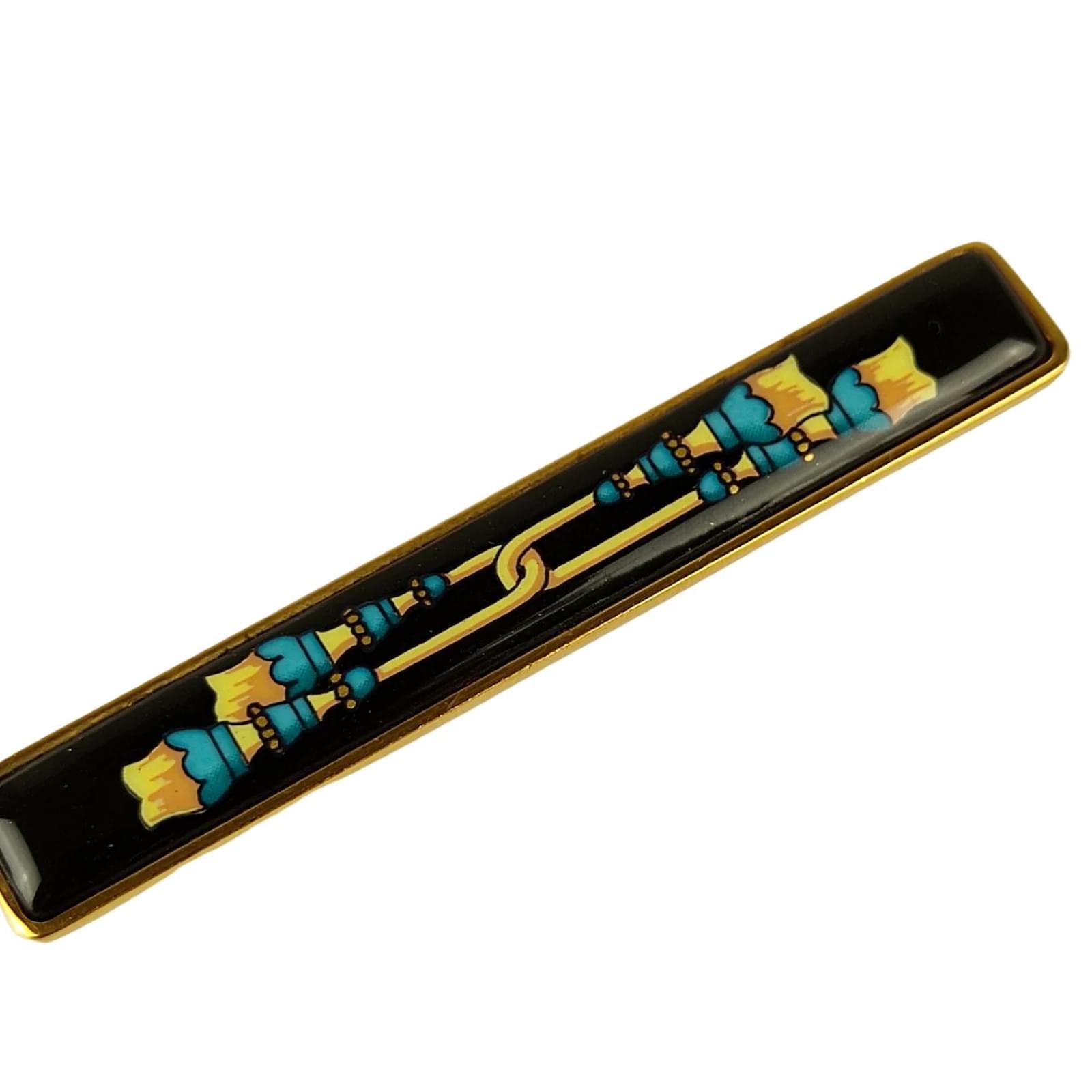Hermès Hermes tie clip in enamel and gilt metal Black ref.995682