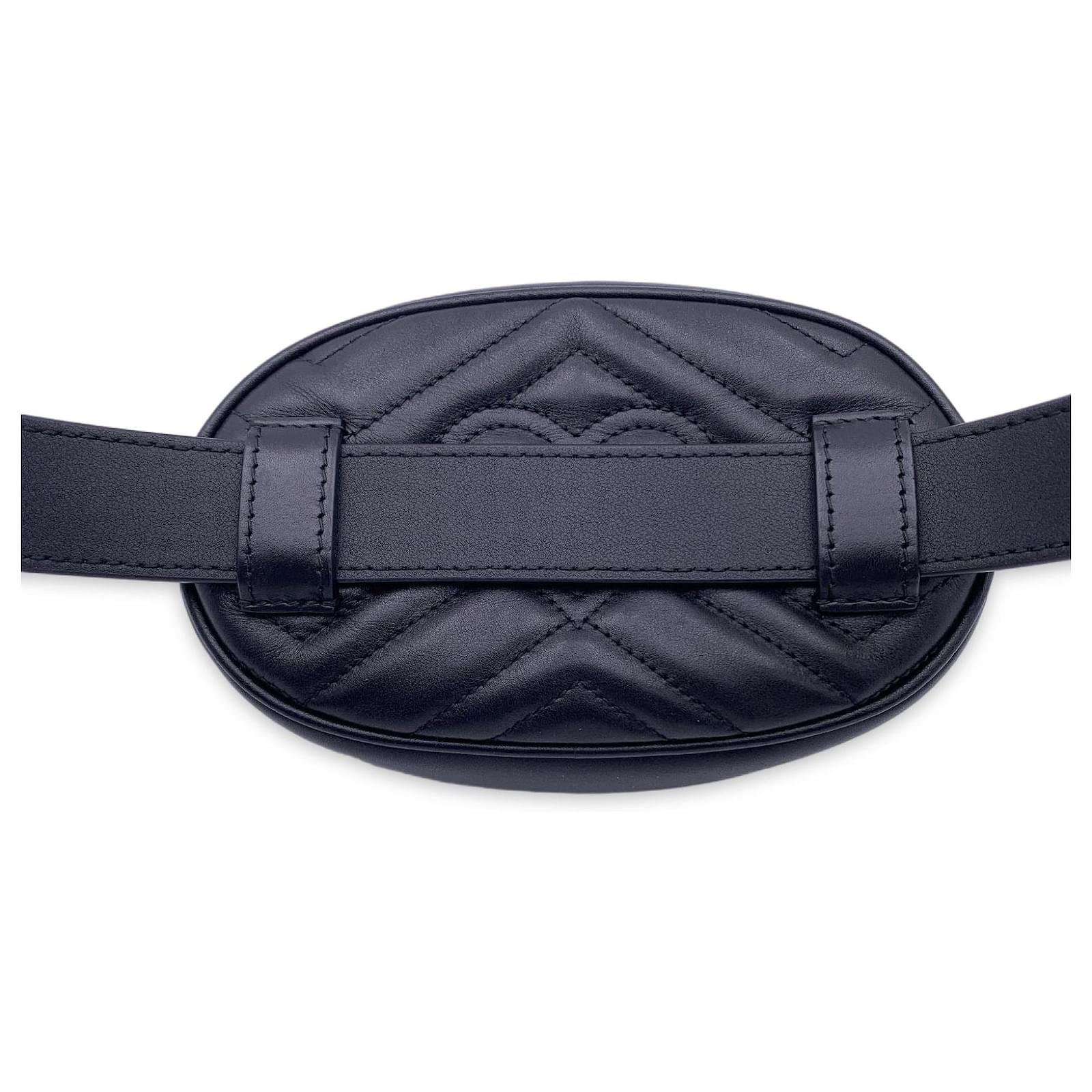 Gucci Black Velvet Matelasse GG Marmont Waist Belt Bag 85 34