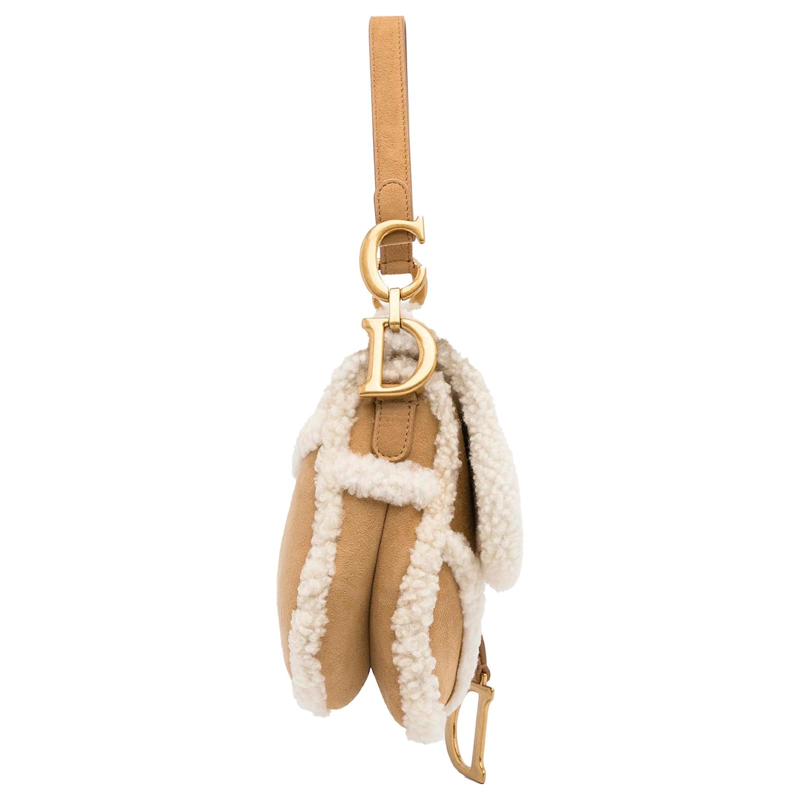 Dior Brown Shearling Saddle Bag Light brown Suede Leather ref.991318 - Joli  Closet