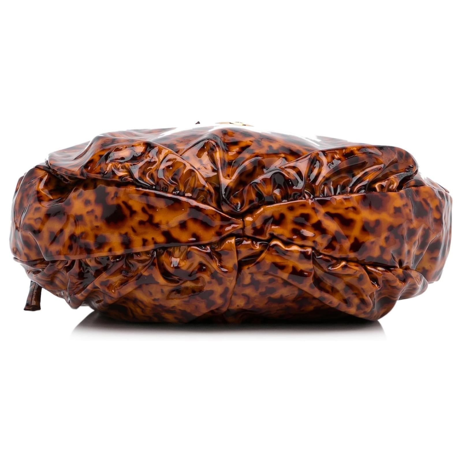 Gucci Marrom Médio Patente Tortoise Shell Hysteria Hobo Couro