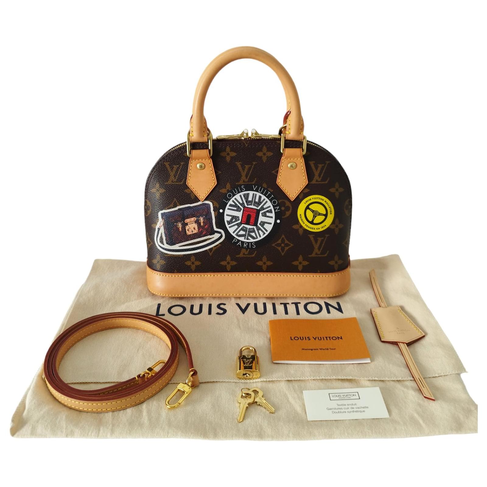Alma Louis Vuitton Handbags Brown Leather Cloth ref.991377 - Joli
