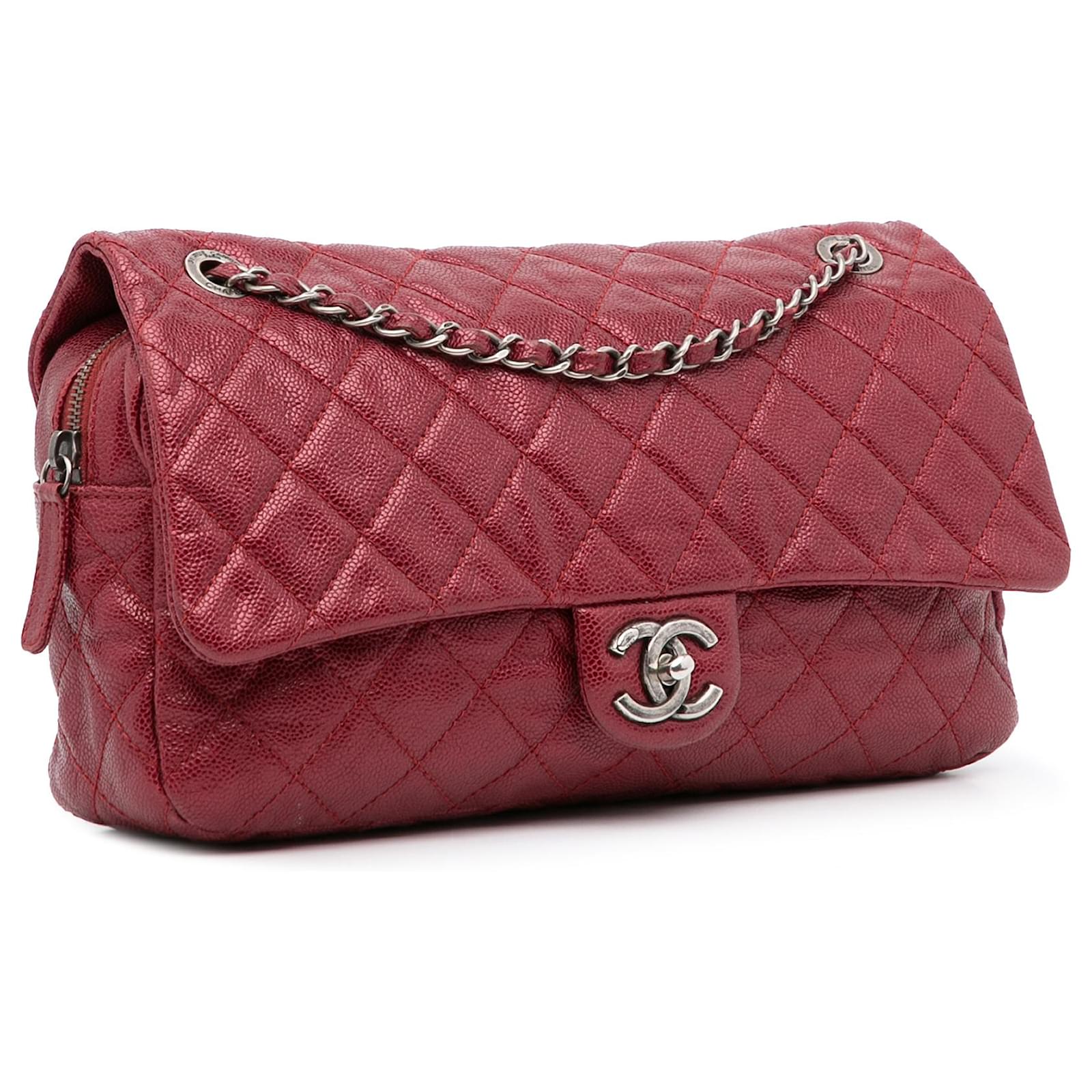 Chanel Red Jumbo Caviar Easy Flap Bag Leather ref.991617 - Joli Closet