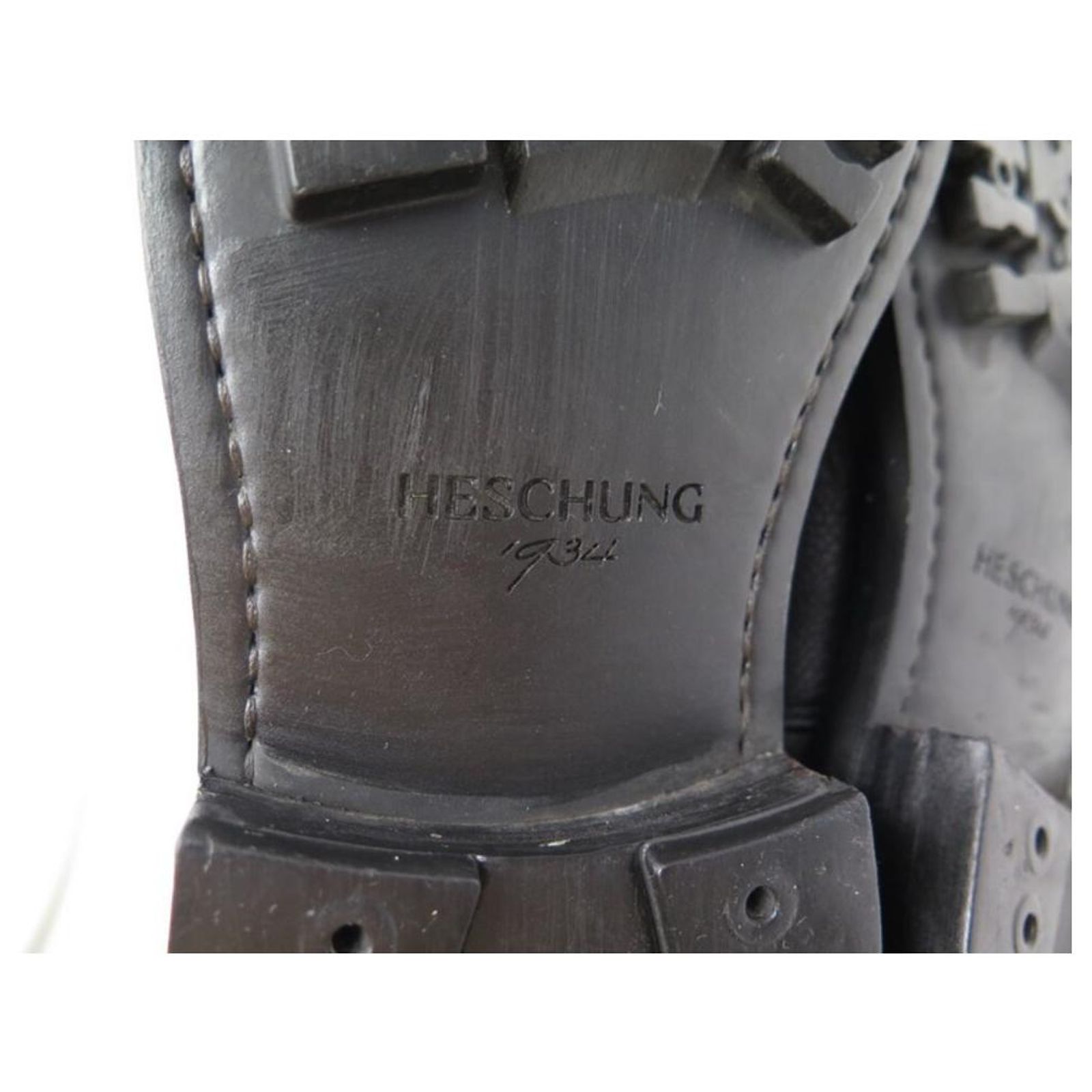 Herschung men’s black leather silver buckle boots, size 7 Heschung - Chene Black Leather Monk Strap Ankle Boot main image 3