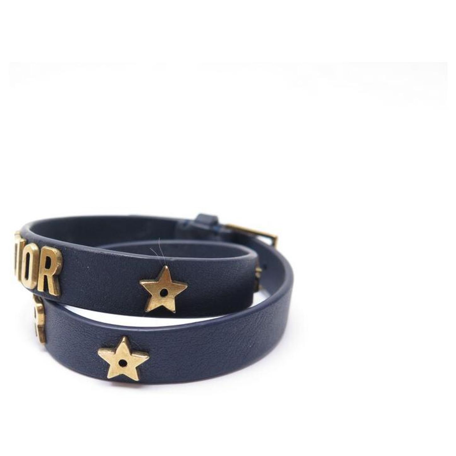 Dior Dark Blue Leather Belt bracelet Christian Dior Navy Blue Jacquard Logo Oblique CD Waist Belt  main image 2